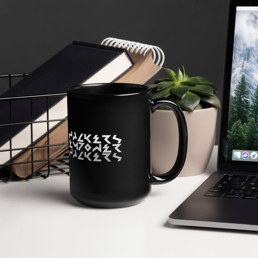 Hackers Empower Hackers V4 - Black Glossy Mug by DarkByteGear