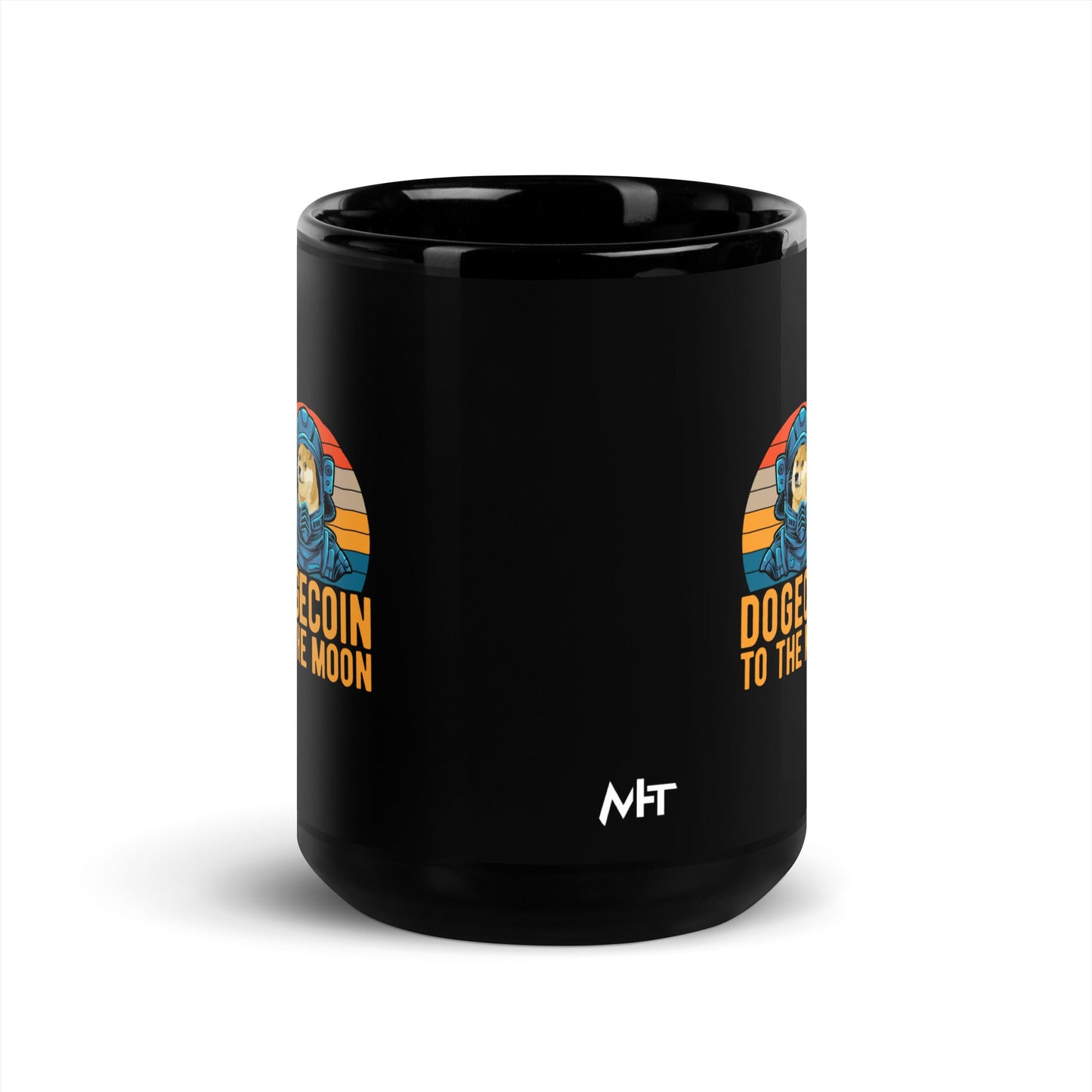 Doge Coin to the Moon - Black Glossy Mug by DarkByteGear