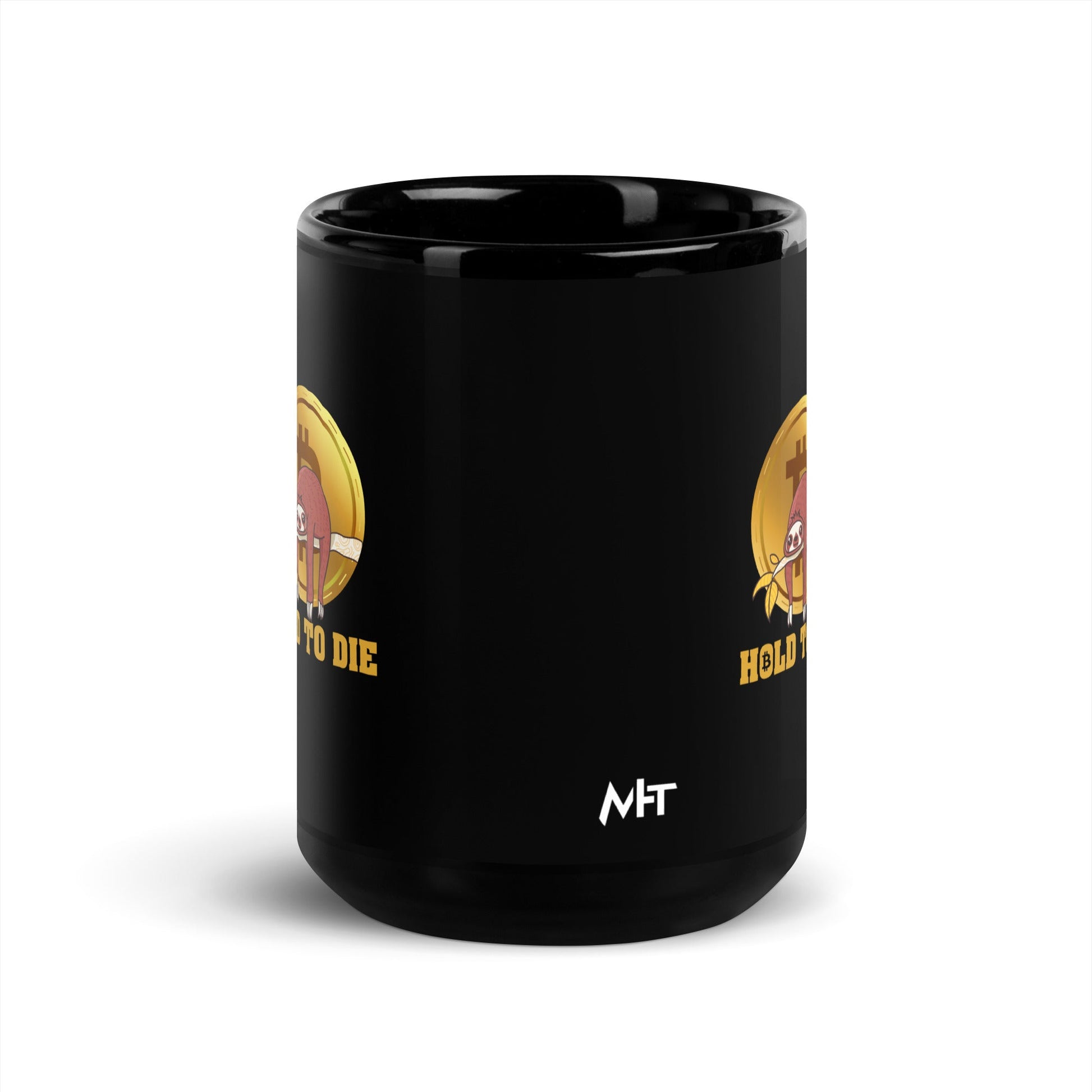 Bitcoin: Hold to Die - Black Glossy Mug by DarkByteGear