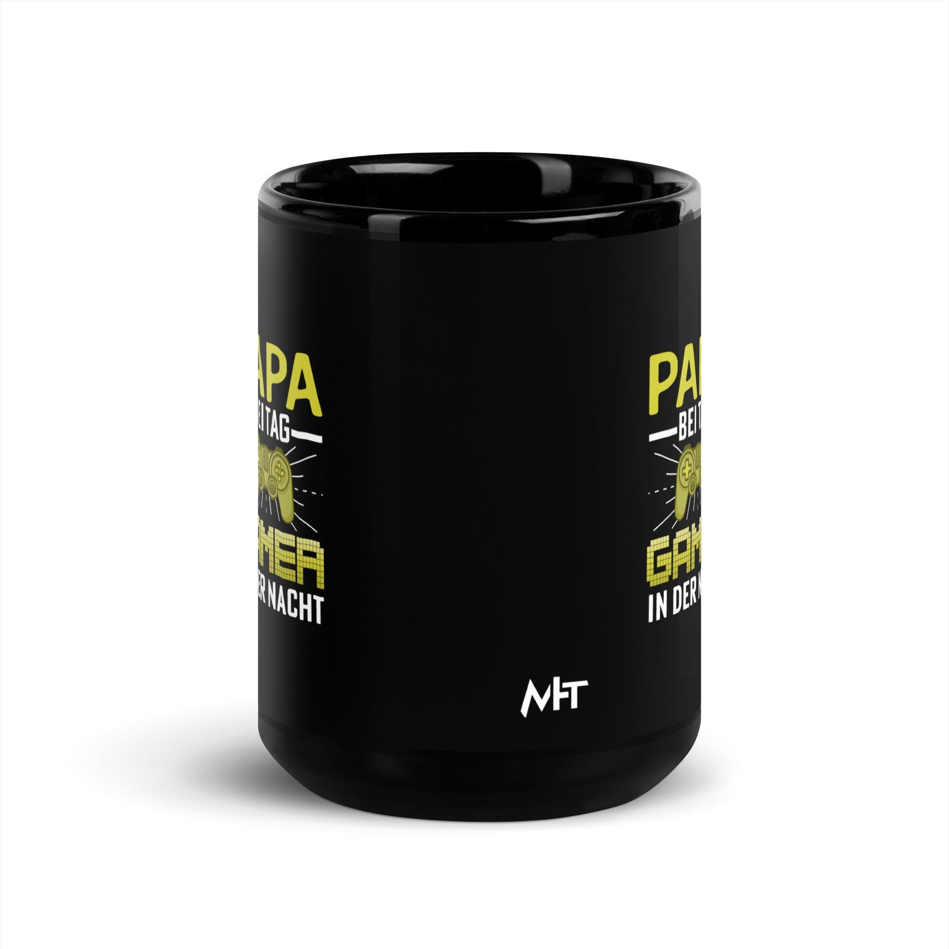 Papa Bei Tag Gamer in Der Nacht - Black Glossy Mug by DarkByteGear