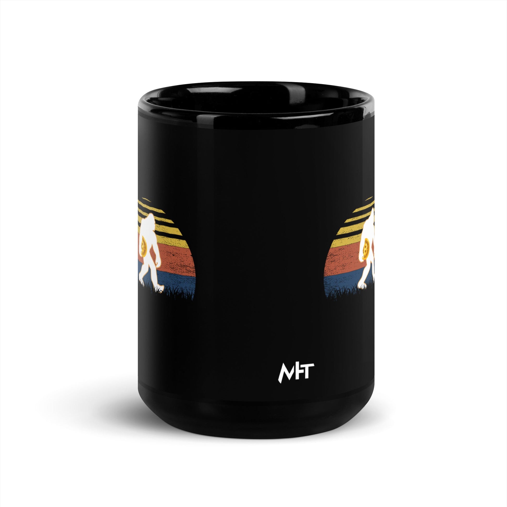 Retro Bitcoin - Black Glossy Mug by DarkByteGear