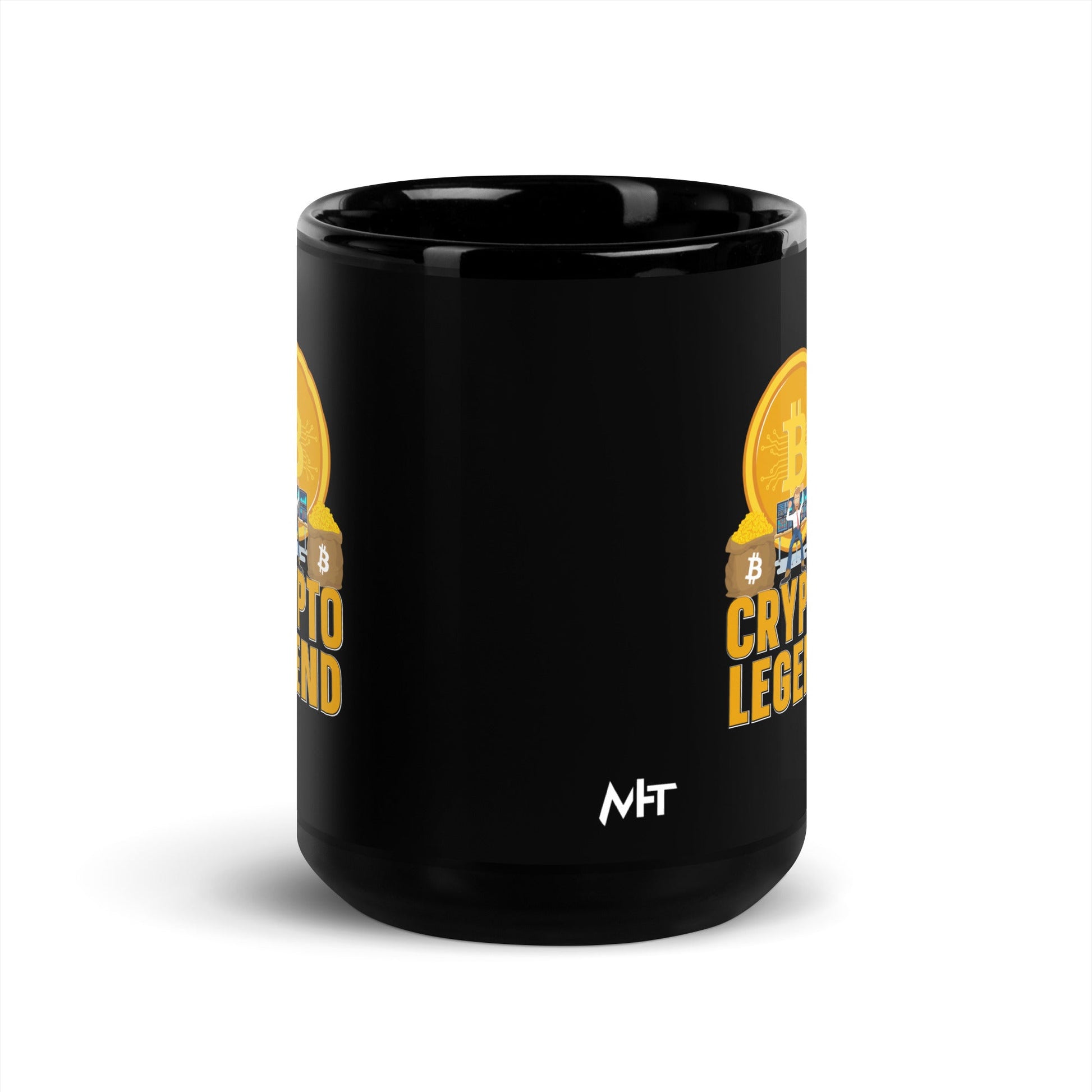 Bitcoin Legend - Black Glossy Mug by DarkByteGear