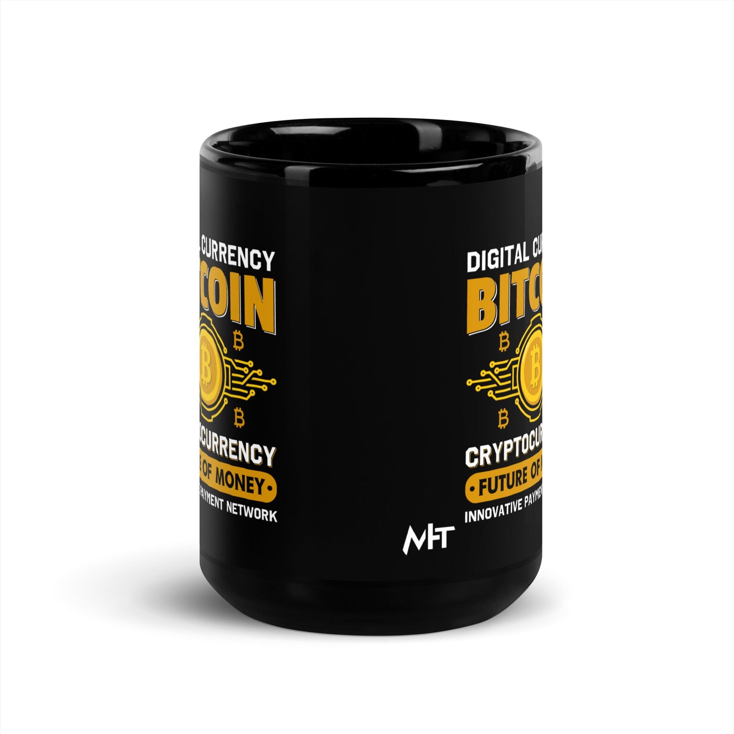 Bitcoin: Future of Money - Black Glossy Mug by DarkByteGear