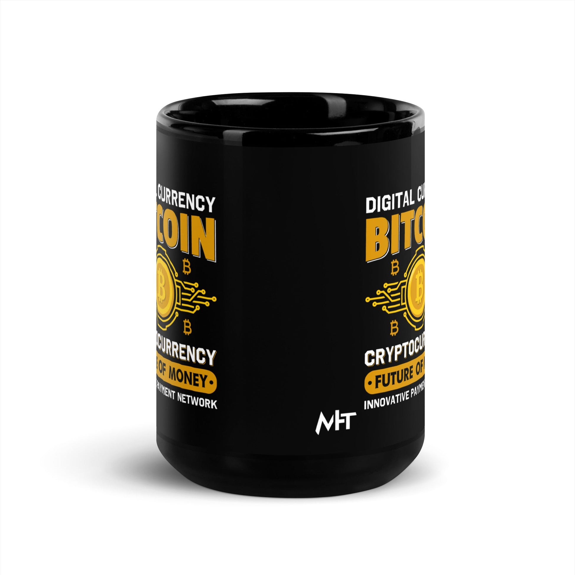 Bitcoin: Future of Money - Black Glossy Mug by DarkByteGear