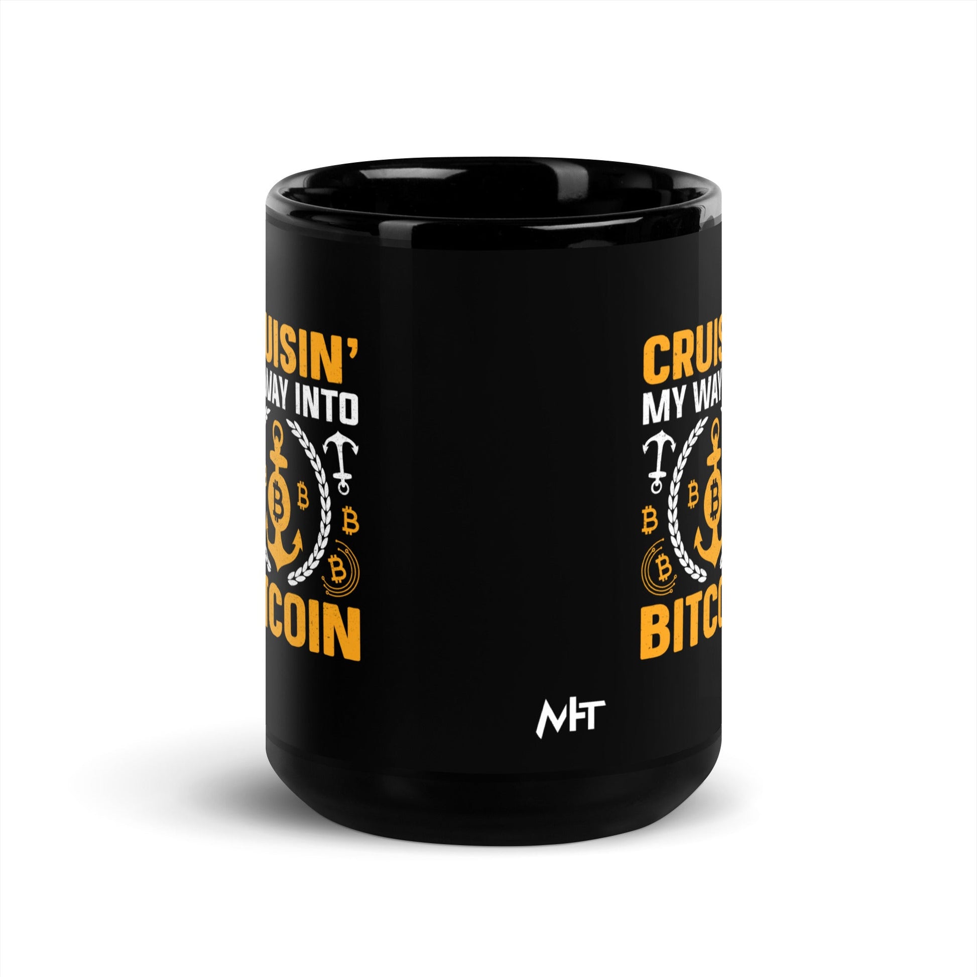 Cruising My Way into Bitcoin - Black Glossy Mug by DarkByteGear