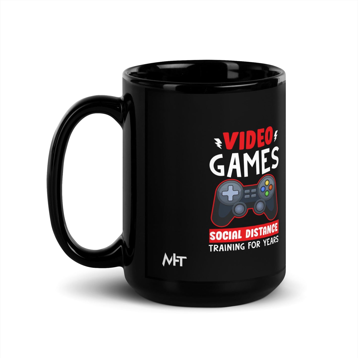Video Games Social Distance Training for Years - Black Glossy Mug by DarkByteGear