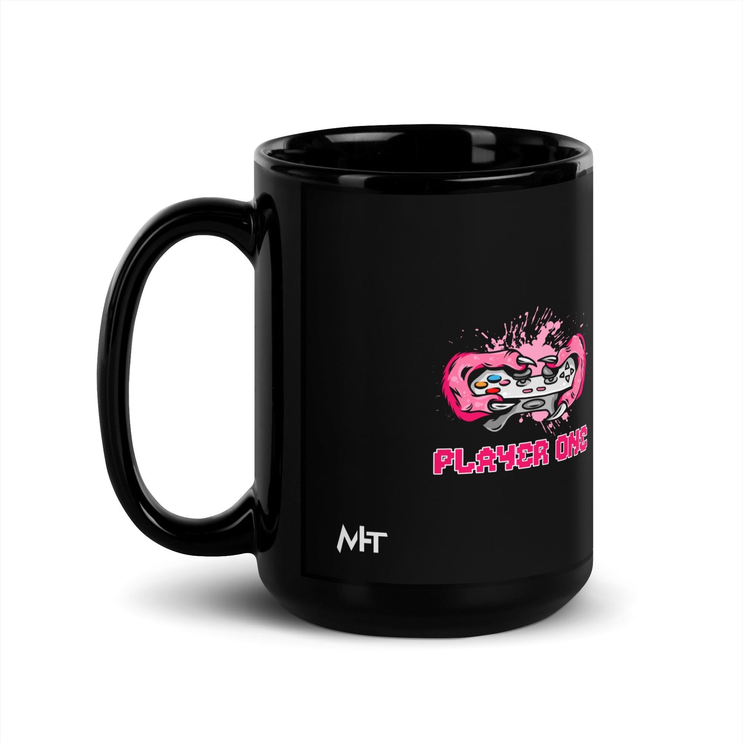 Player One - Black Glossy Mug by DarkByteGear