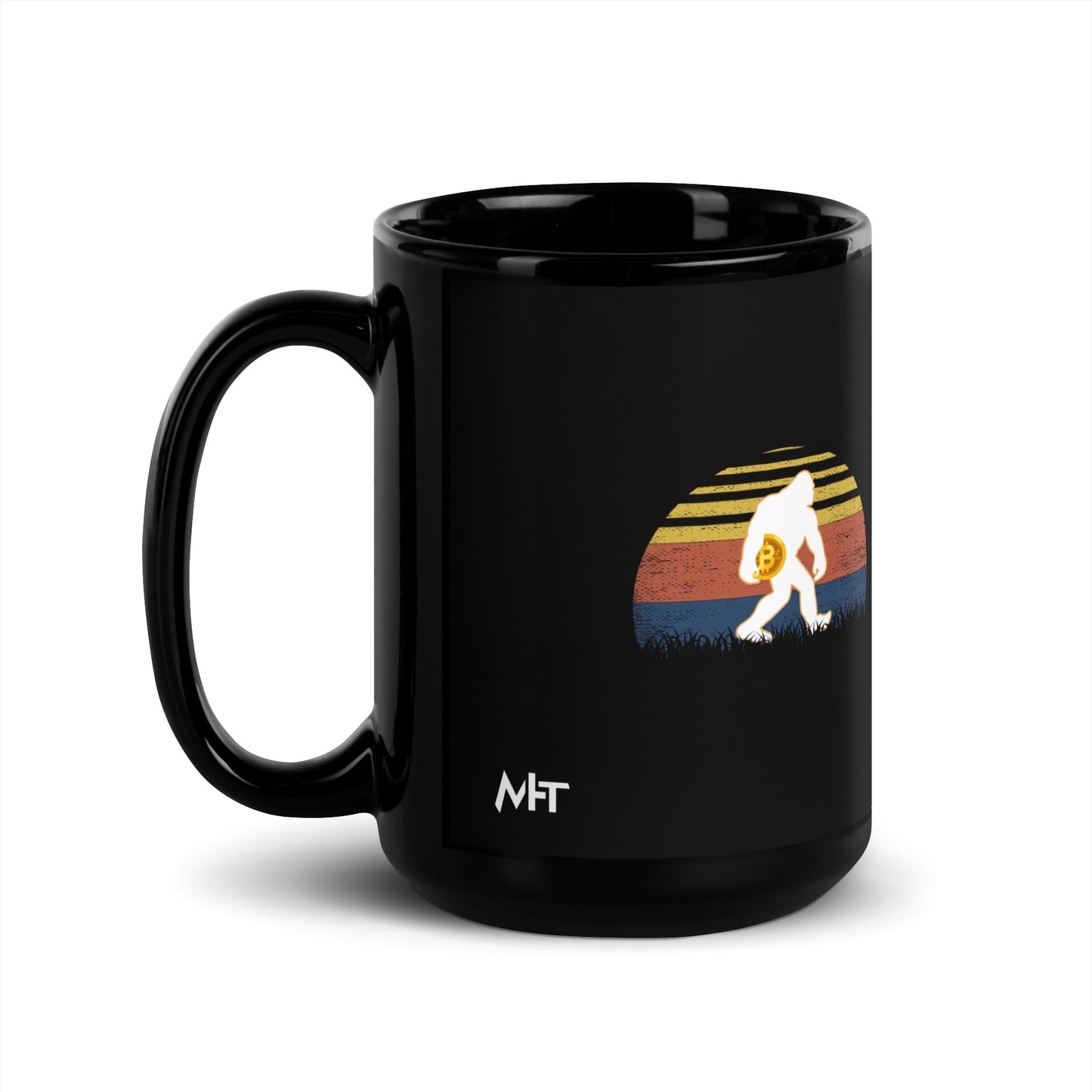 Retro Bitcoin - Black Glossy Mug by DarkByteGear
