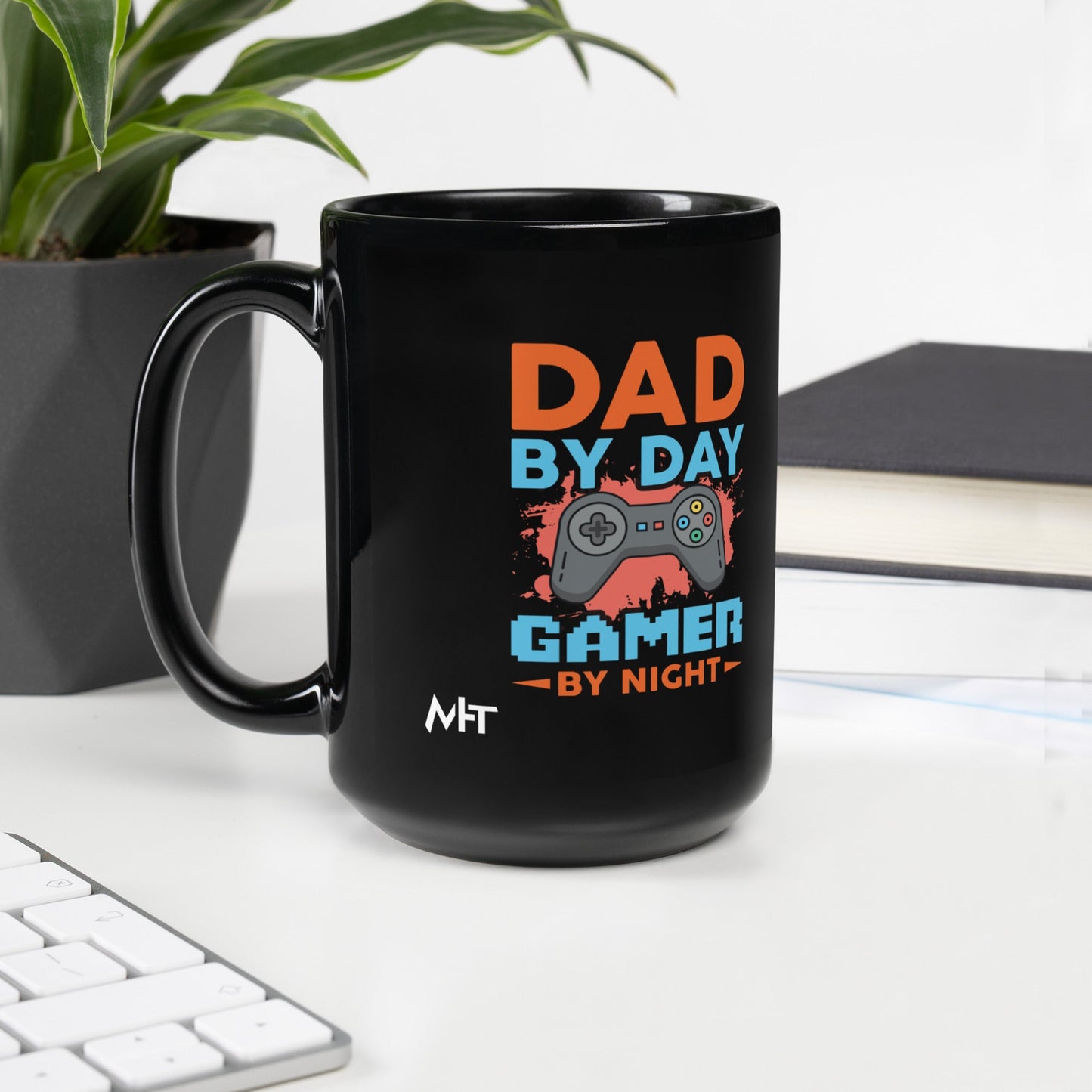 Dad by Day, Gamer by Night - Black Glossy Mug by DarkByteGear