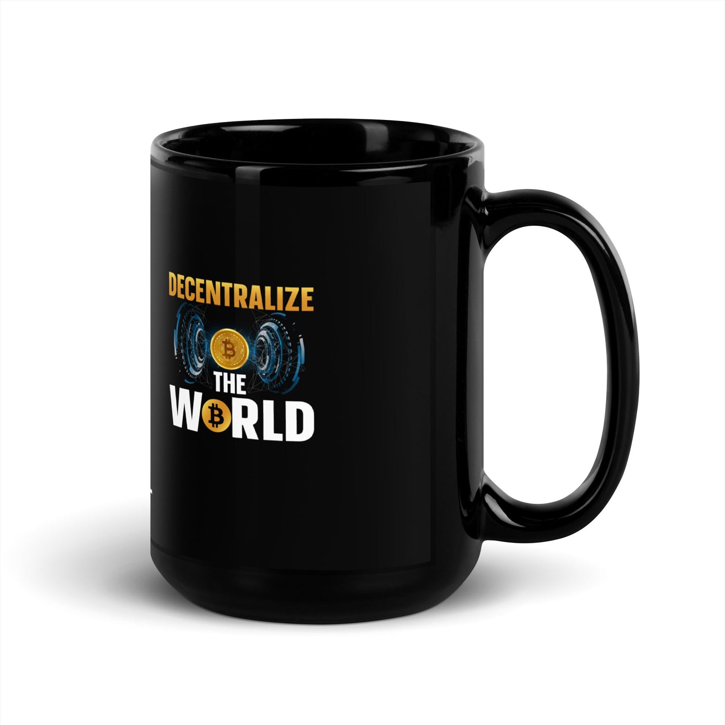 Decentralize the World - Black Glossy Mug by DarkByteGear