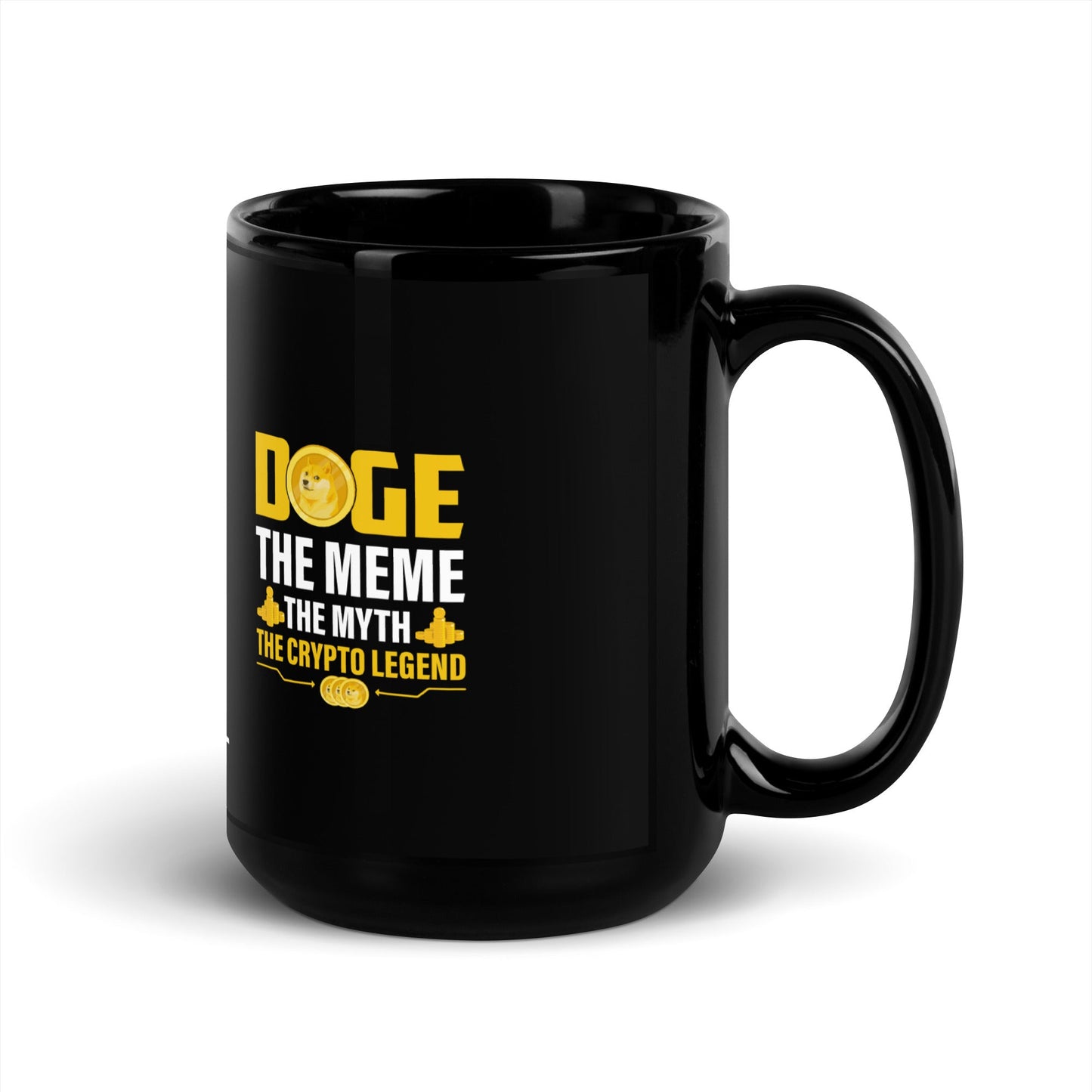 Doge the Meme, the Myth, the Crypto Legend - Black Glossy Mug by DarkByteGear
