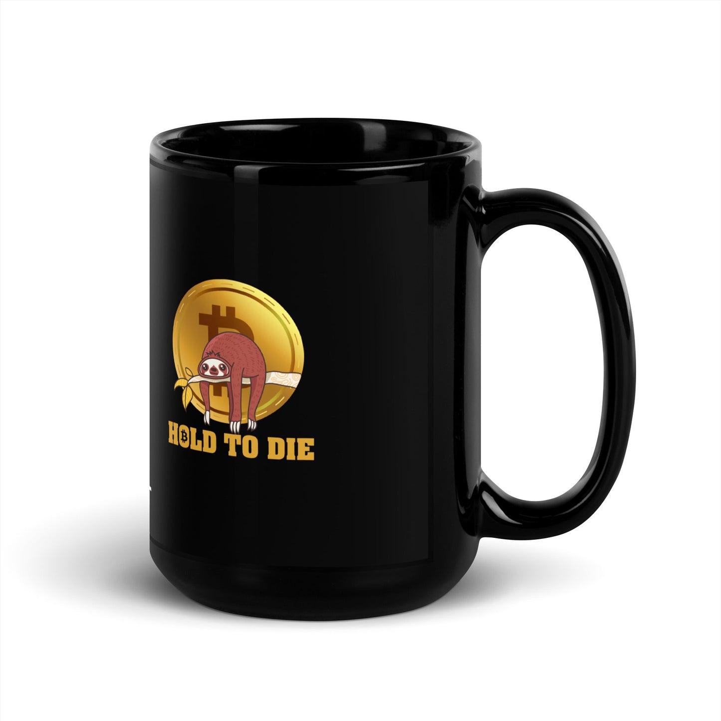 Bitcoin: Hold to Die - Black Glossy Mug by DarkByteGear