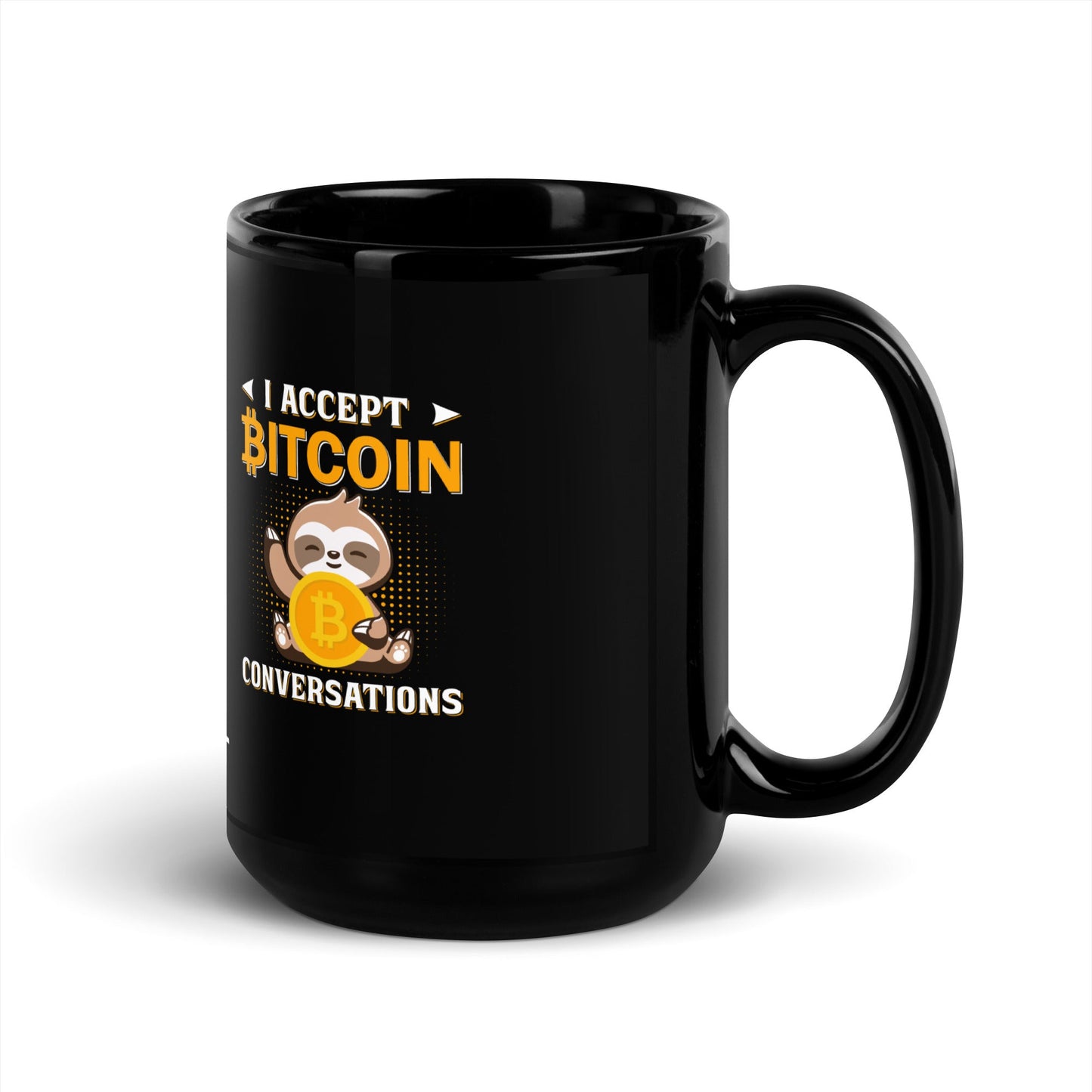 I accept Bitcoin Conversations - Black Glossy Mug by DarkByteGear