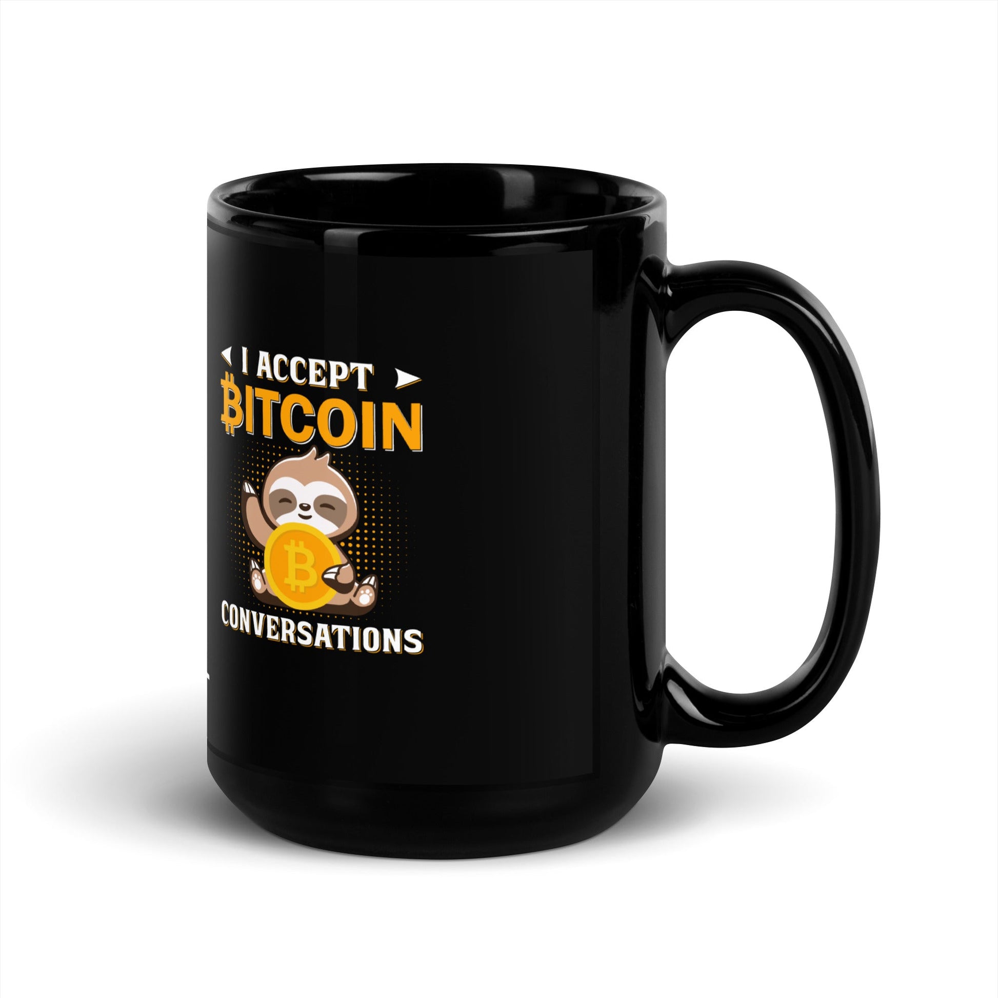 I accept Bitcoin Conversations - Black Glossy Mug by DarkByteGear