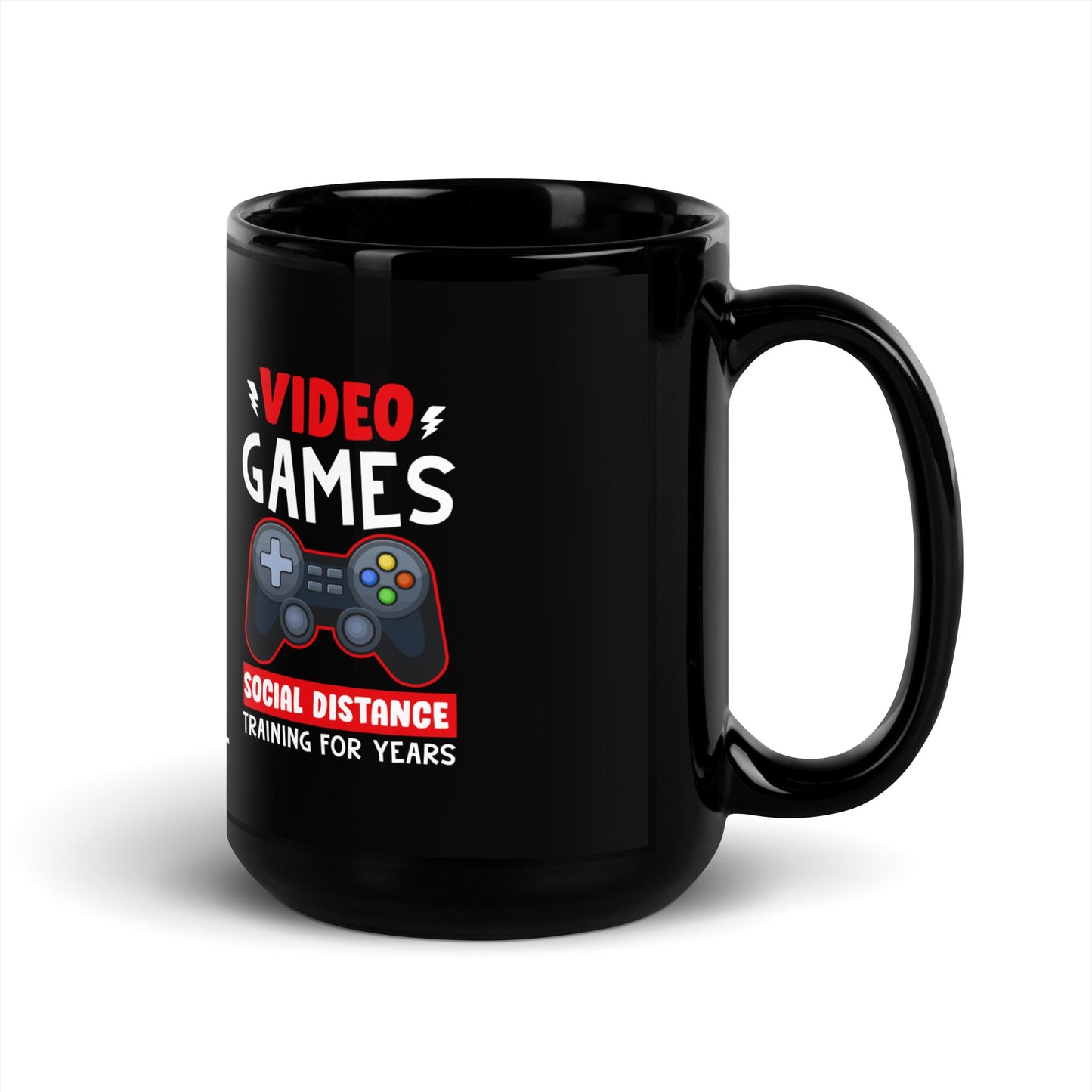 Video Games Social Distance Training for Years - Black Glossy Mug by DarkByteGear