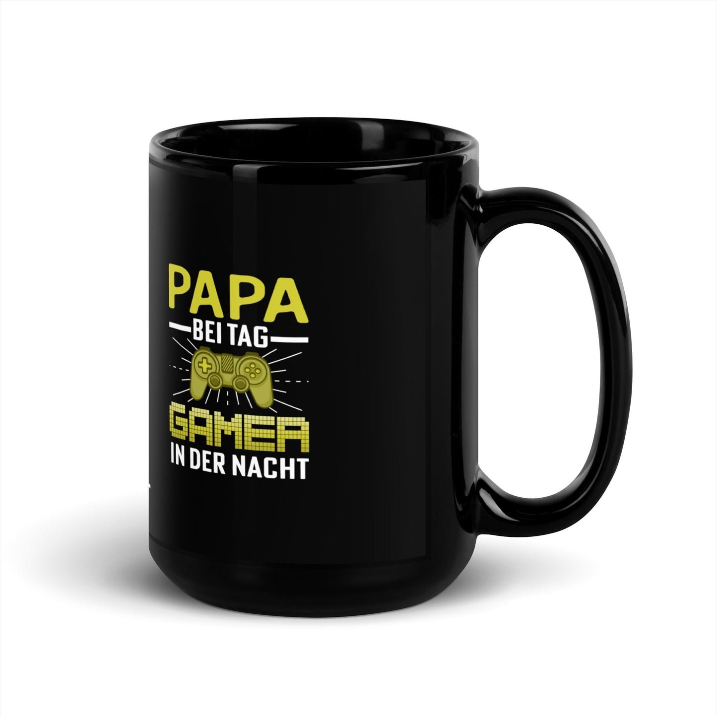 Papa Bei Tag Gamer in Der Nacht - Black Glossy Mug by DarkByteGear