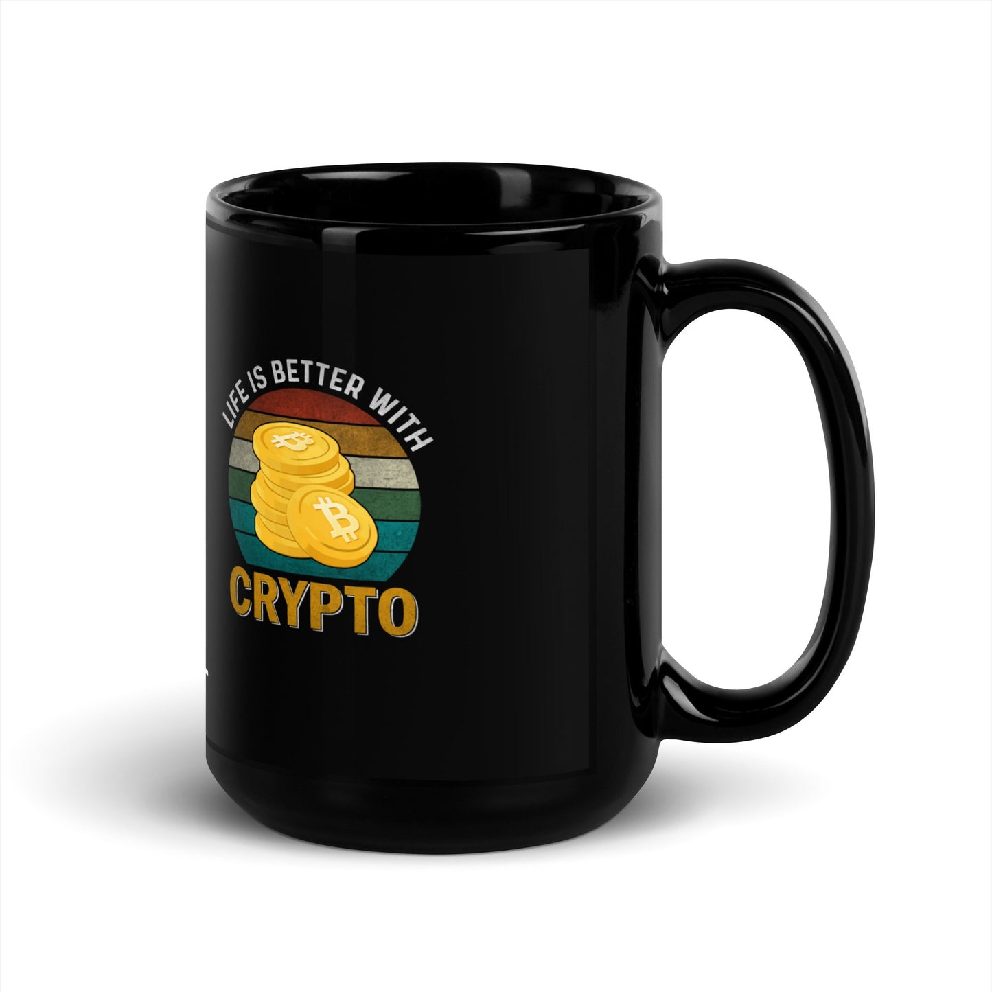 Life is Better with Bitcoin - Black Glossy Mug by DarkByteGear