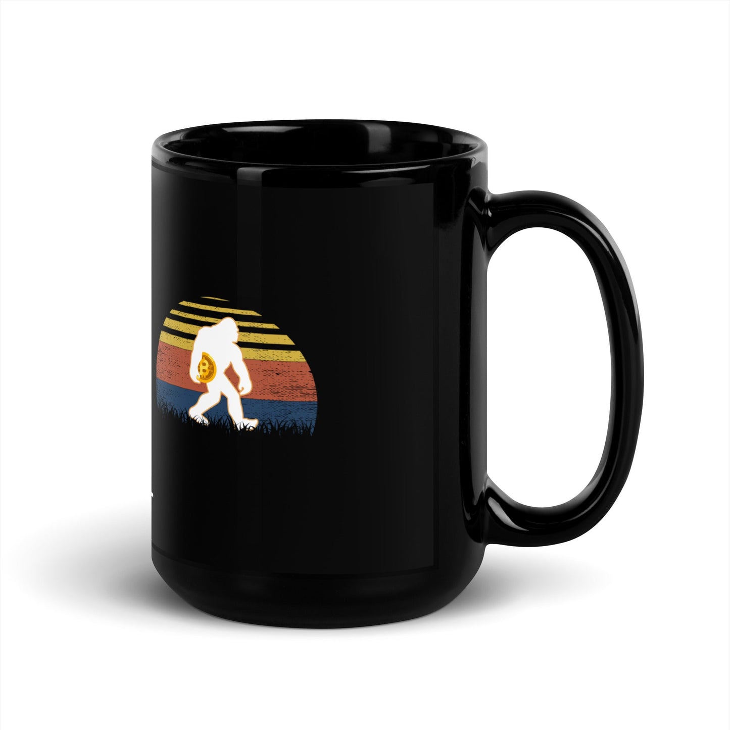 Retro Bitcoin - Black Glossy Mug by DarkByteGear