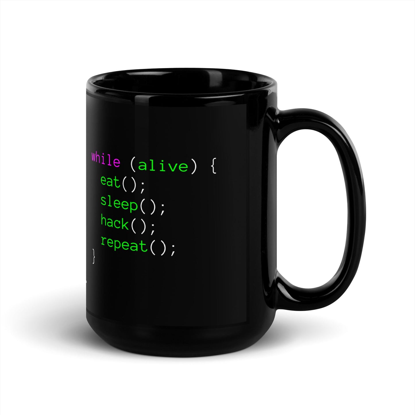 Eat sleep hack repeat - Black Glossy Mug by DarkByteGear