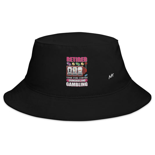 Retired: Time for Coffee, Grandkids and Gambling - Bucket Hat by DarkByteGear