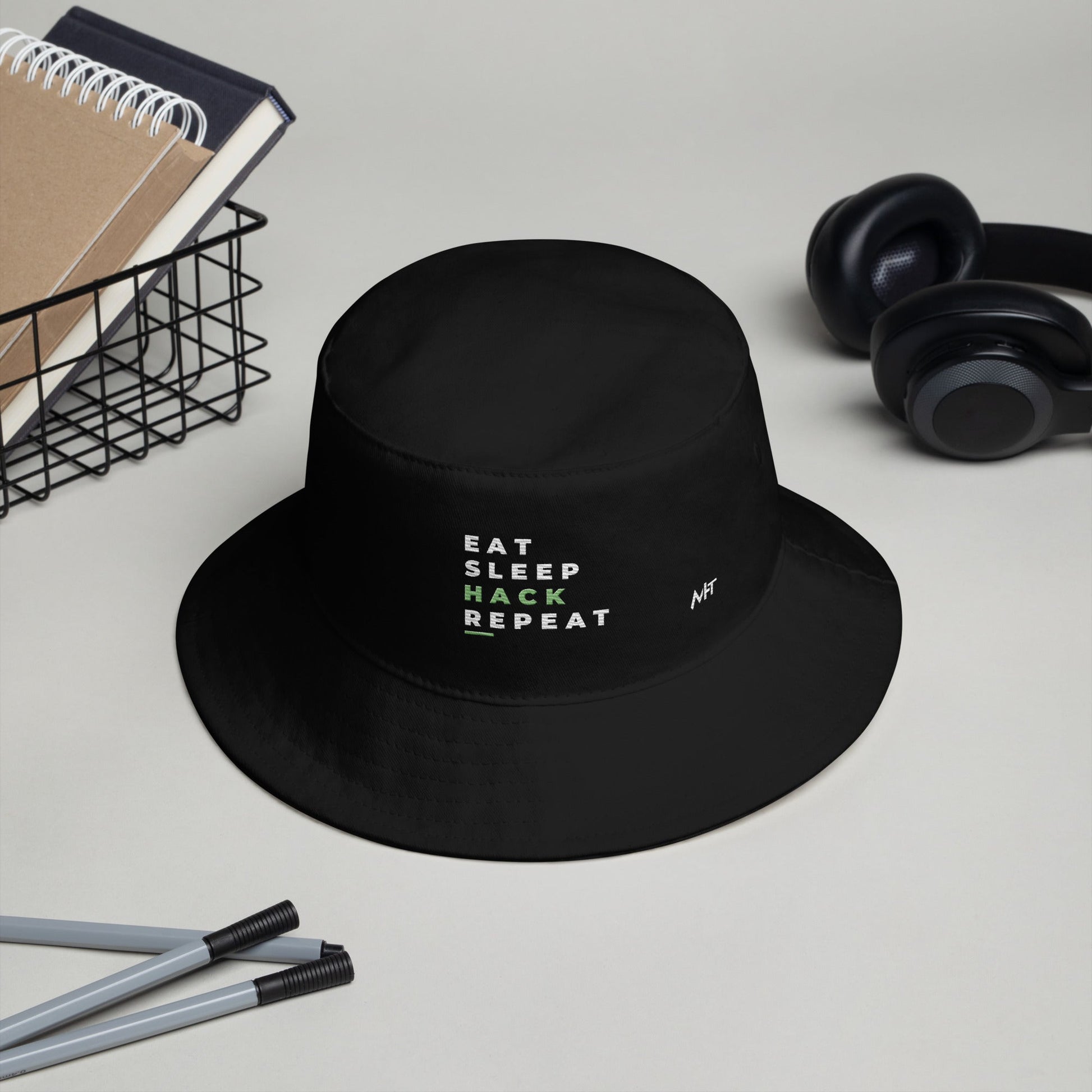 Eat, Sleep, Hack, Repeat V2 - Bucket Hat by DarkByteGear