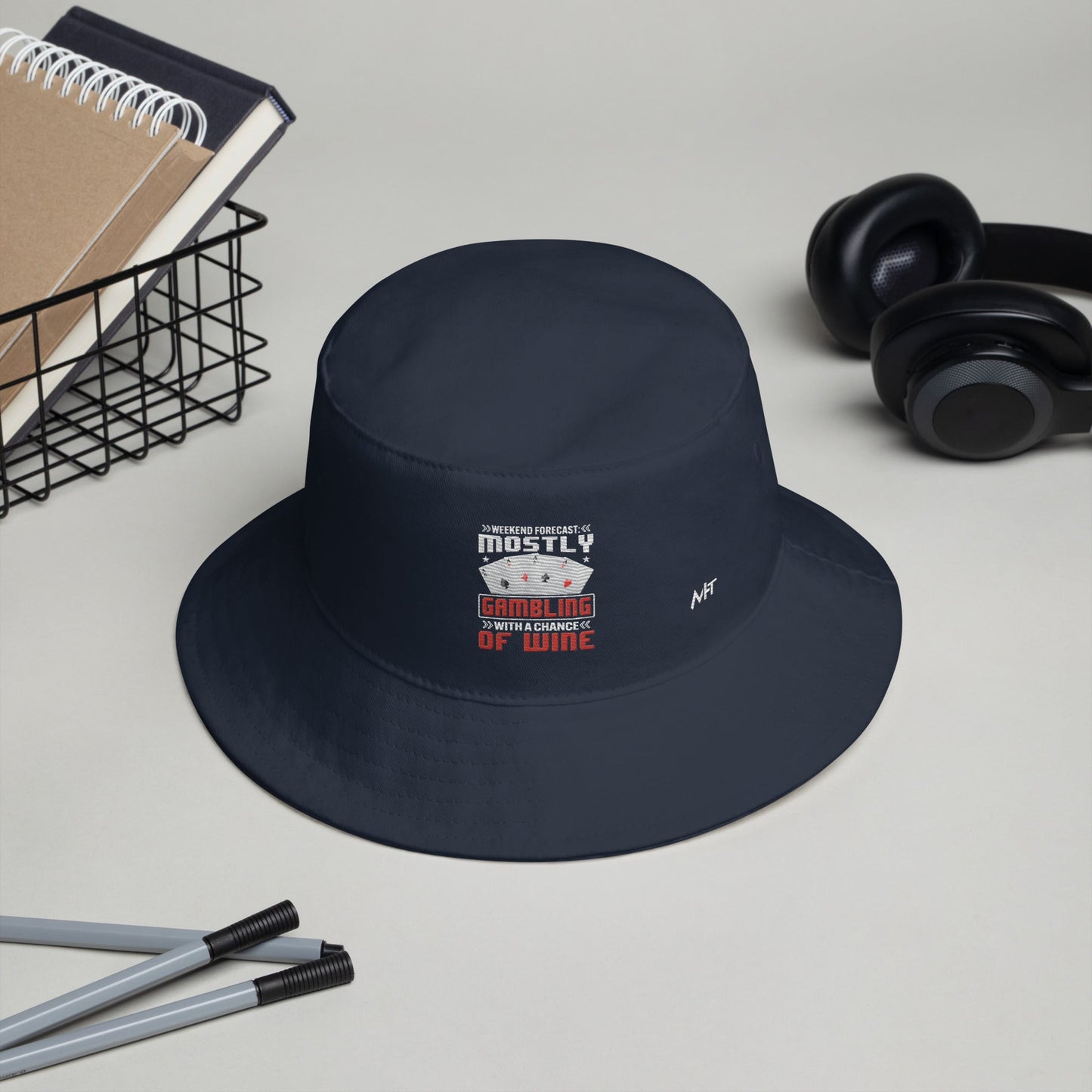 Weekend Forecast Mostly Gambling With a Chance of Wine - Bucket Hat by DarkByteGear