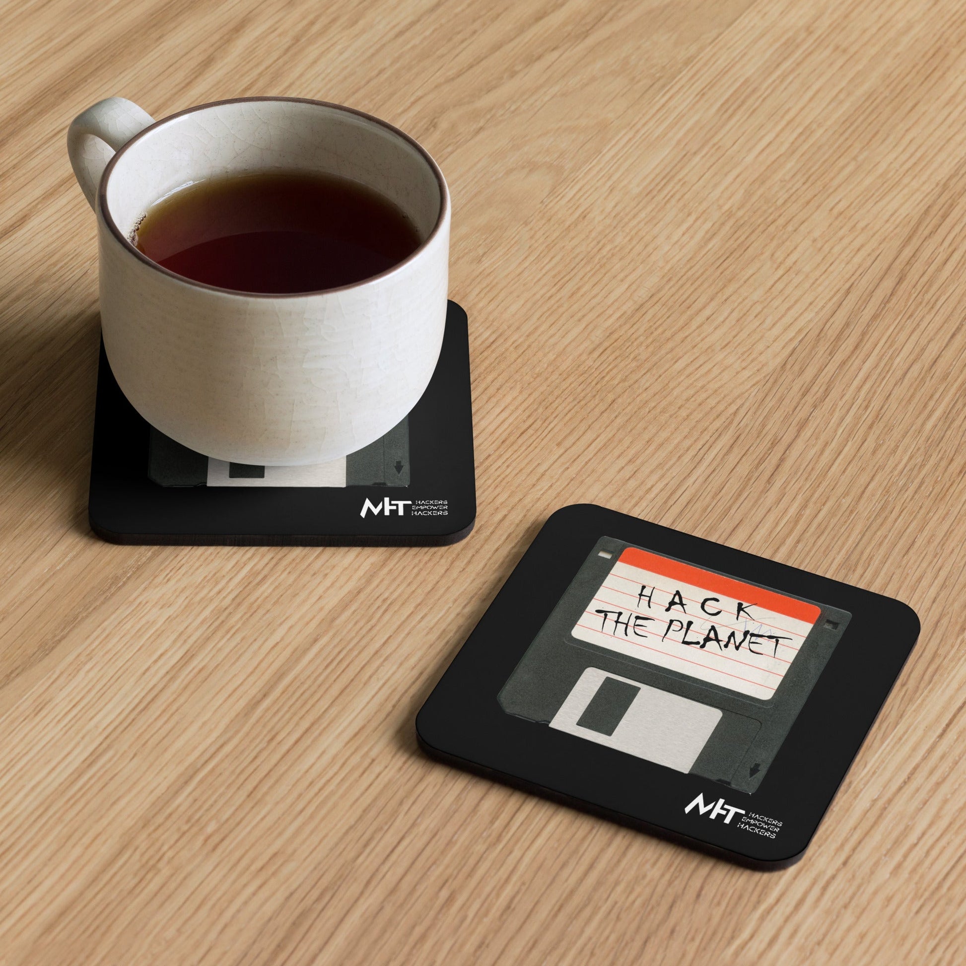 Hack the planet - Cork-back coaster by DarkByteGear