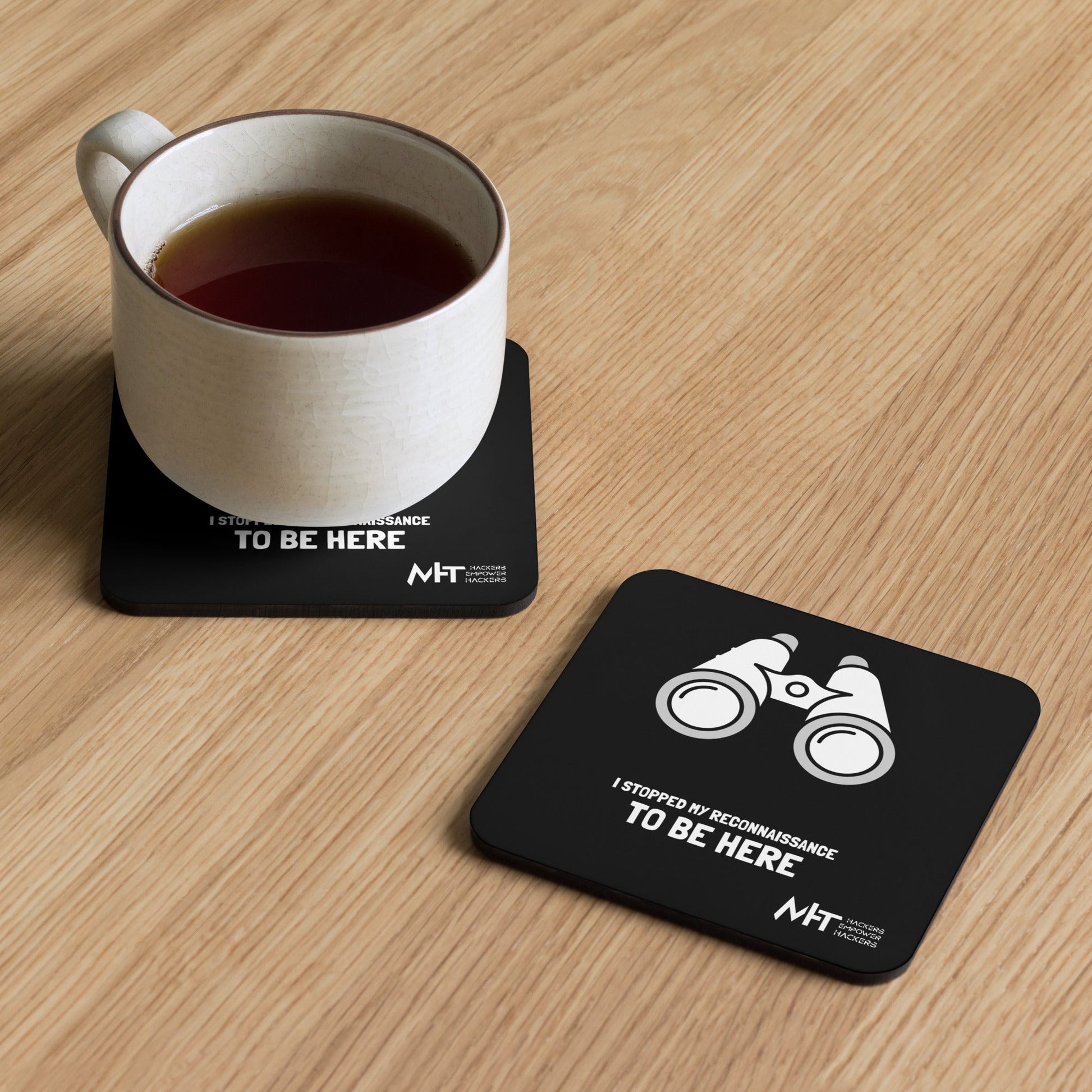 I stopped my reconnaissance to be here - Cork-back coaster by DarkByteGear