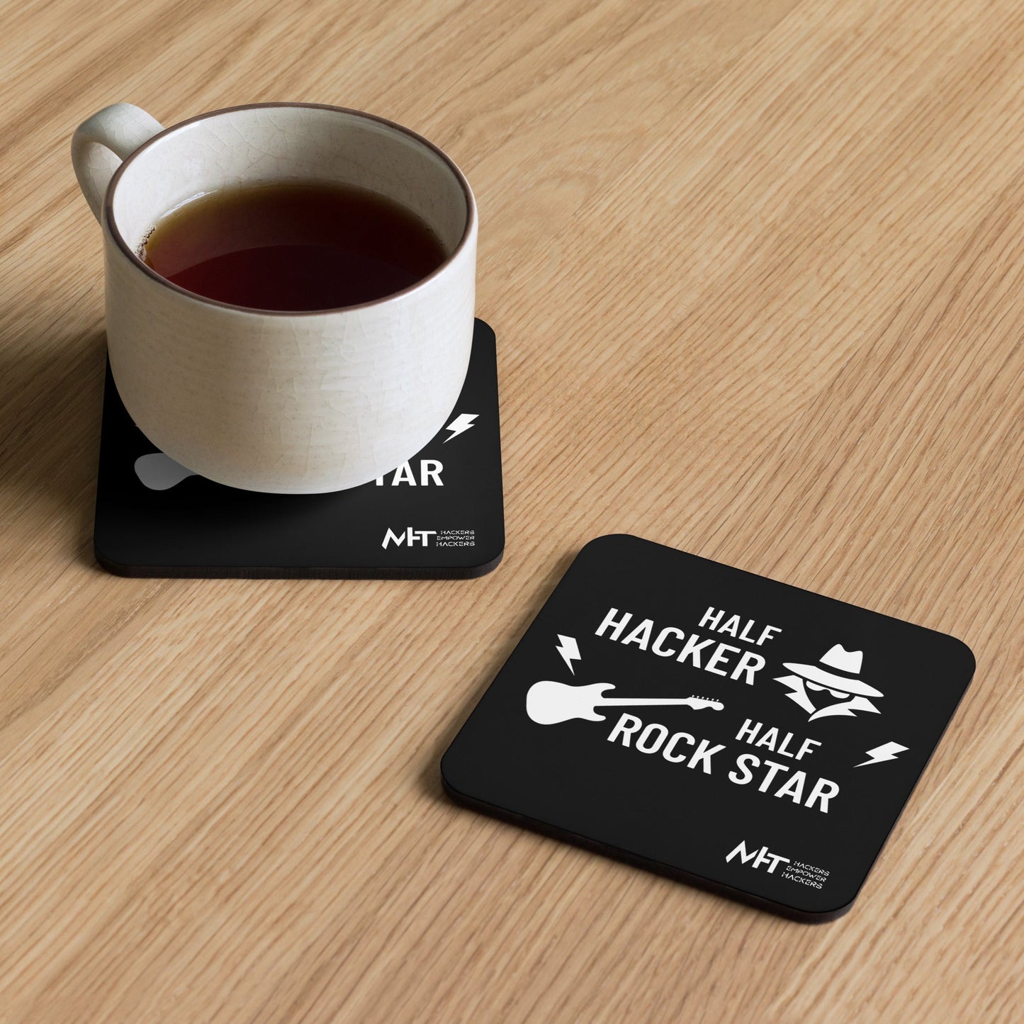 Half Hacker - Cork-back coaster by DarkByteGear