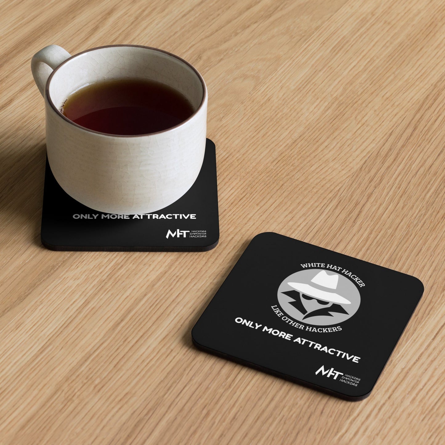 White hacker only better - Cork-back coaster by DarkByteGear