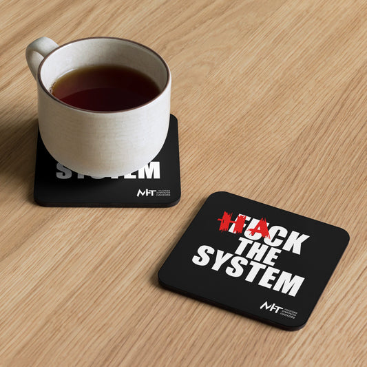 Hack the system - Cork-back coaster by DarkByteGear