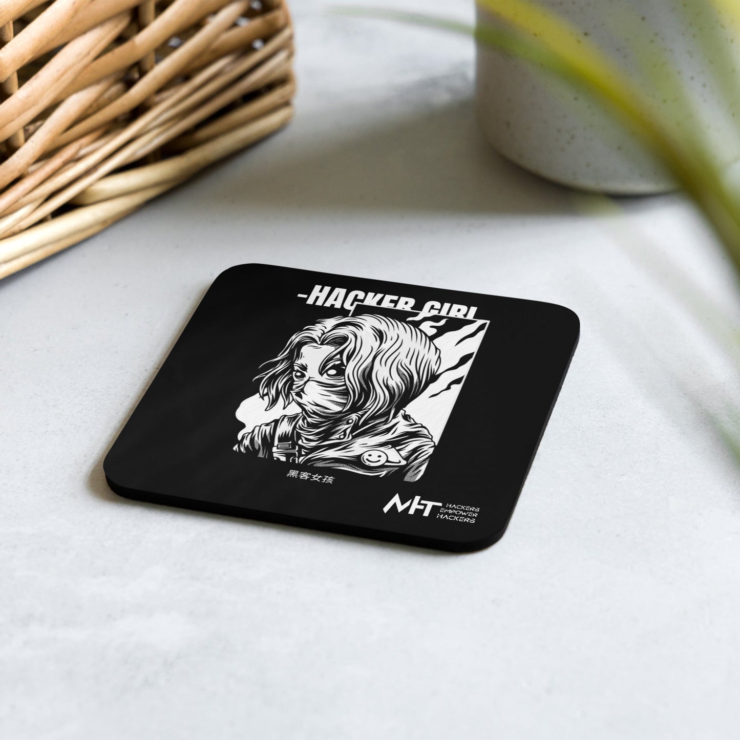 HackerGirl - Cork-back coaster by DarkByteGear