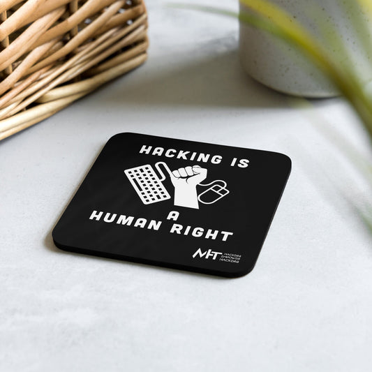 Hacking is a human right - Cork-back coaster by DarkByteGear