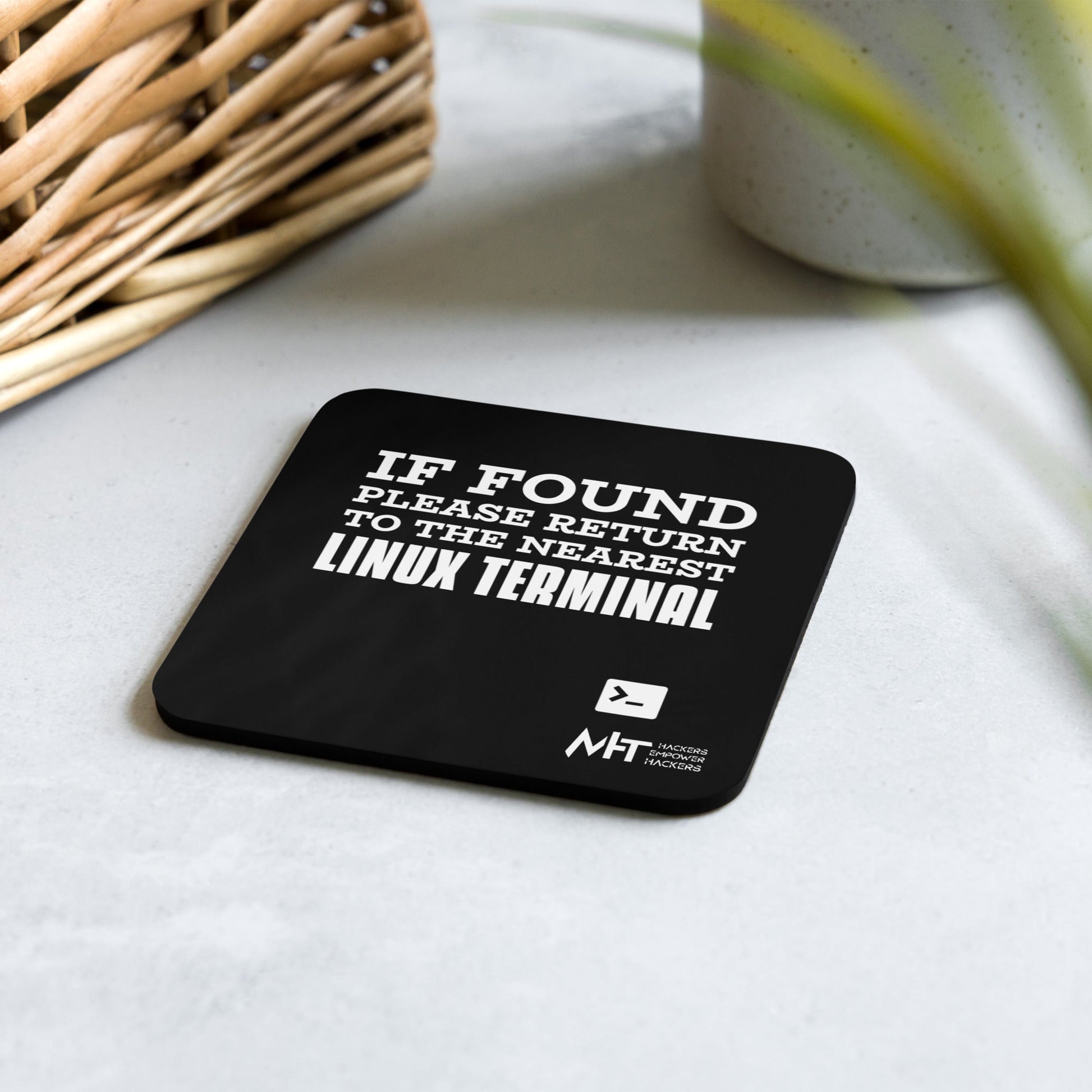 If found - Cork-back coaster by DarkByteGear
