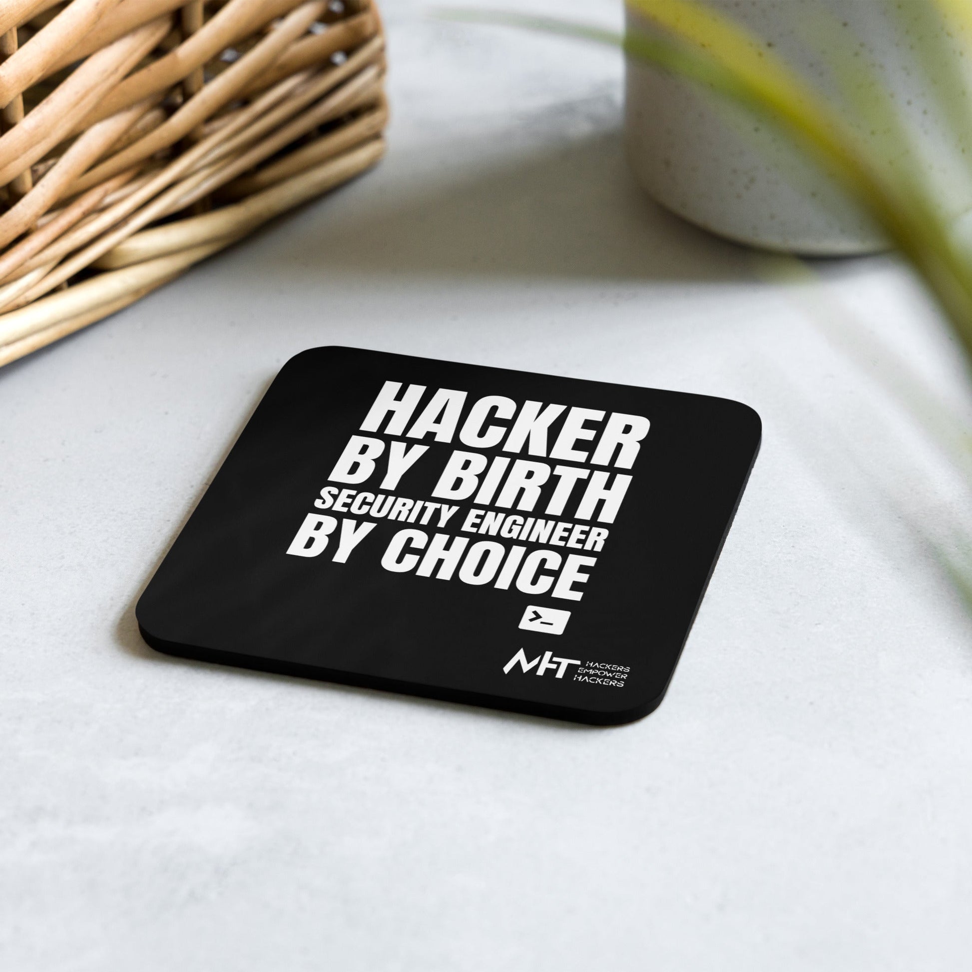 Hacker by birth - Cork-back coaster by DarkByteGear