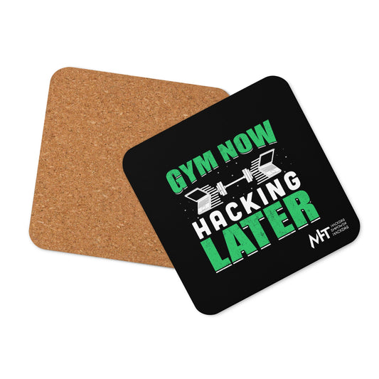 Gym now, hacking later - Cork-back coaster by DarkByteGear