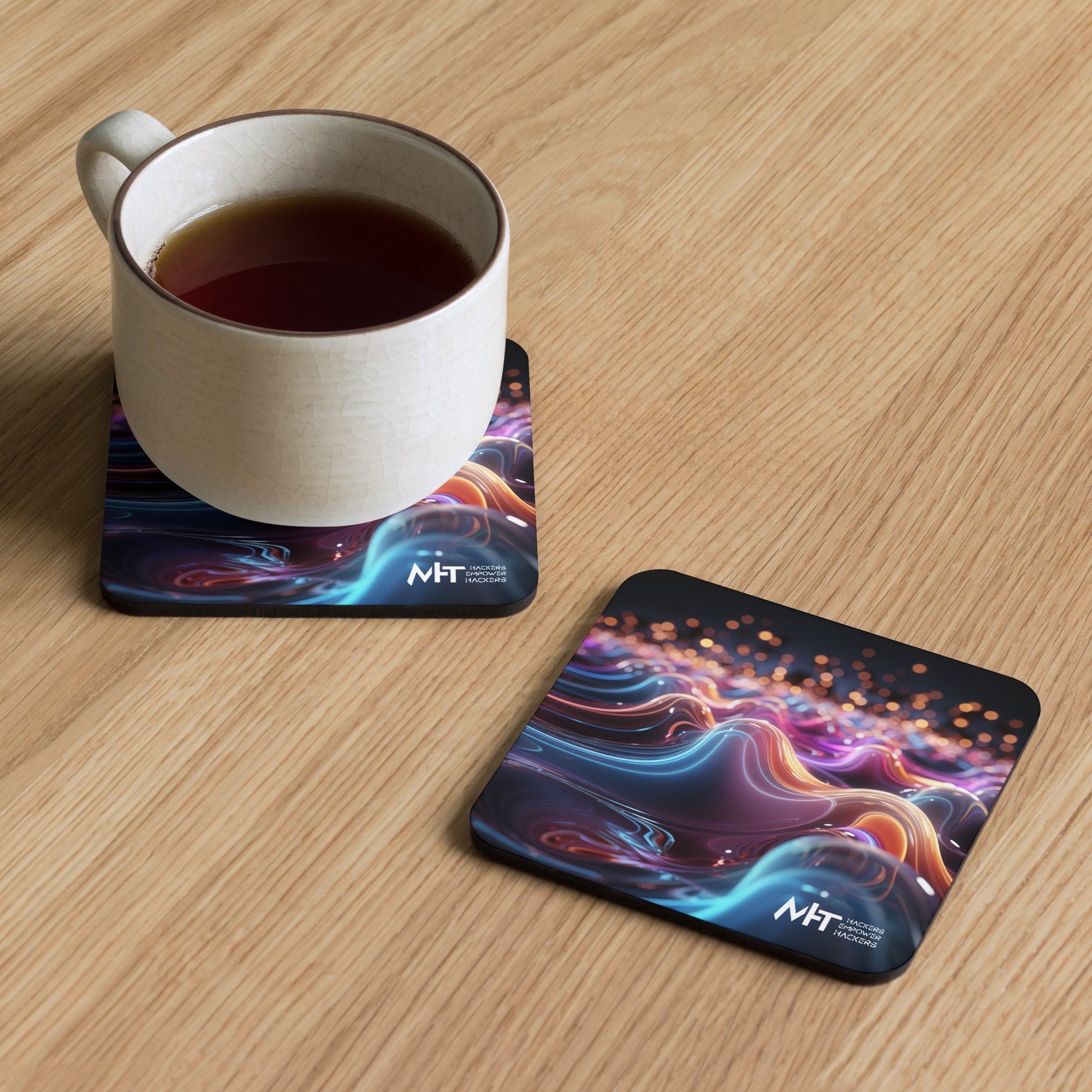 Neon AI - Cork-back coaster by DarkByteGear