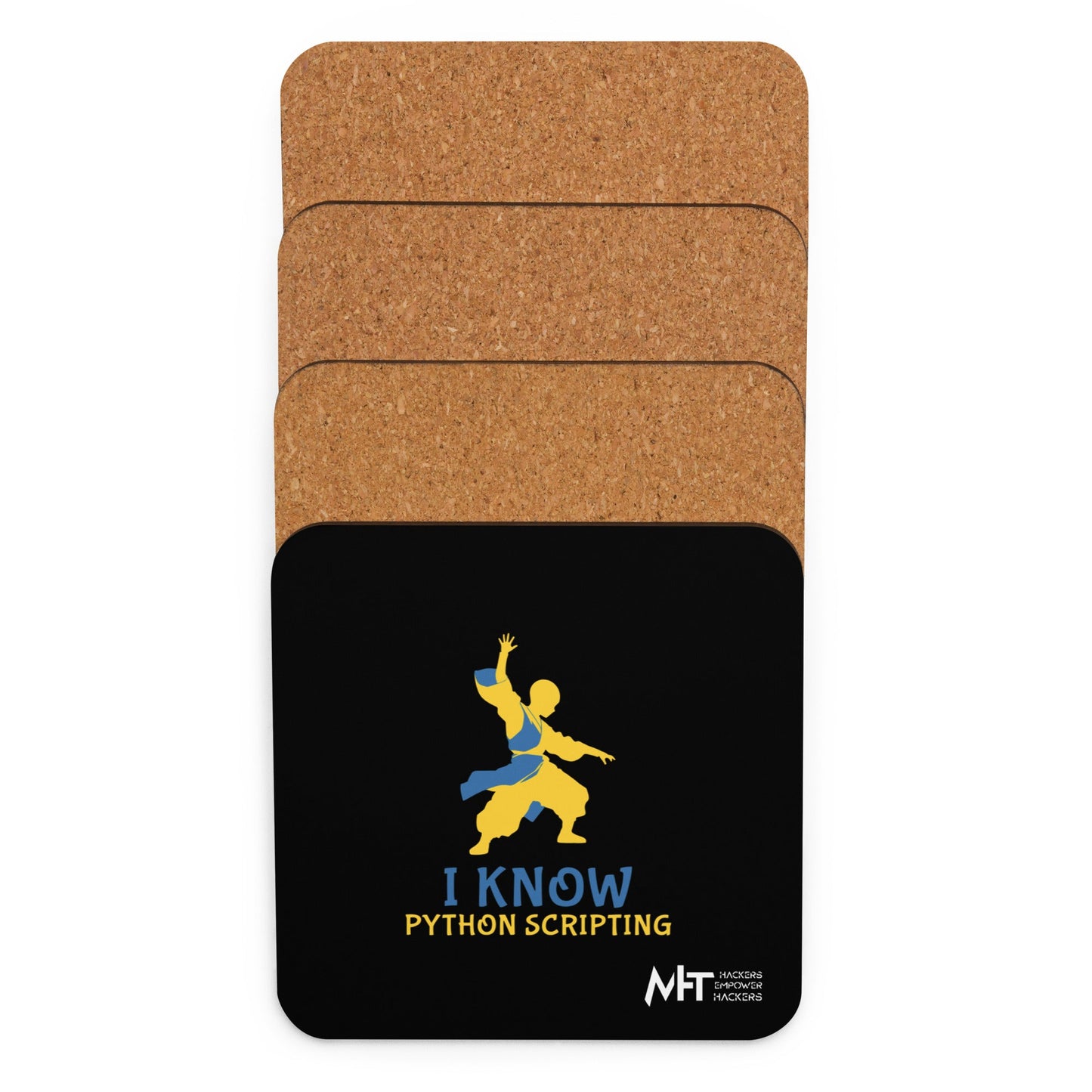 I Know Python Scripting - Cork-back coaster by DarkByteGear