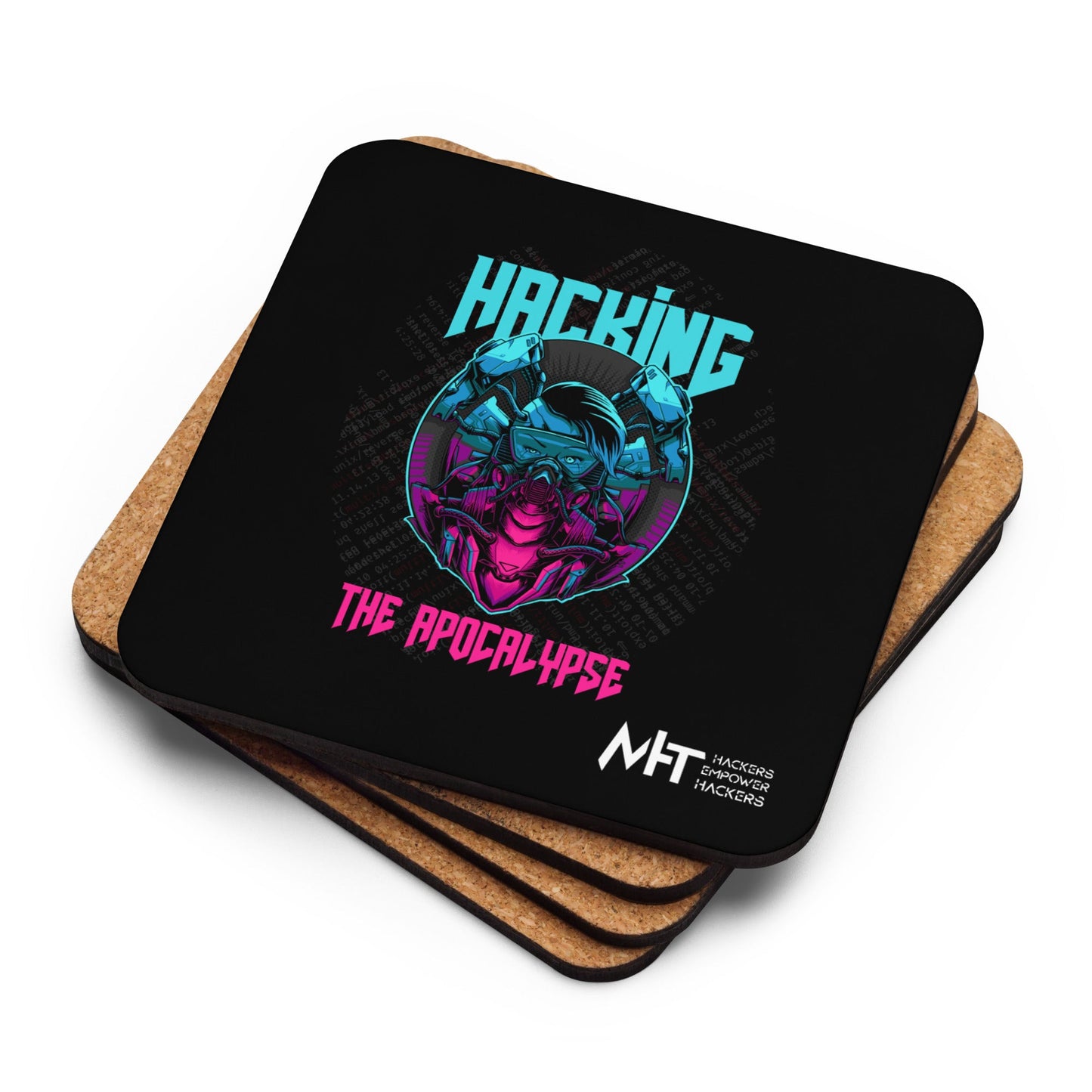 Hacking the apocalypse V2 - Cork-back coaster by DarkByteGear