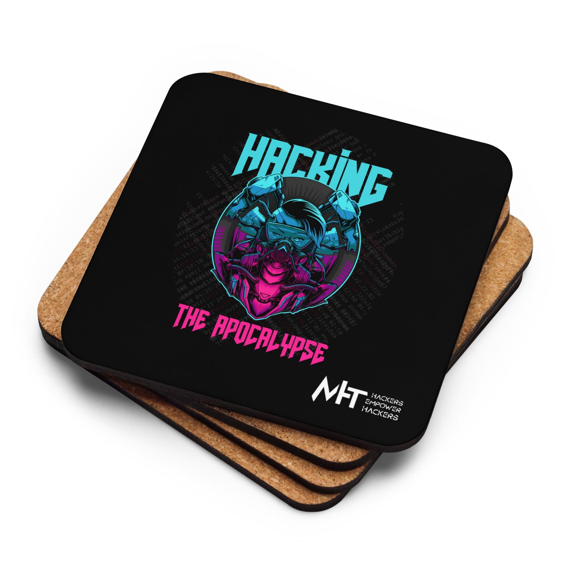 Hacking the apocalypse V2 - Cork-back coaster by DarkByteGear