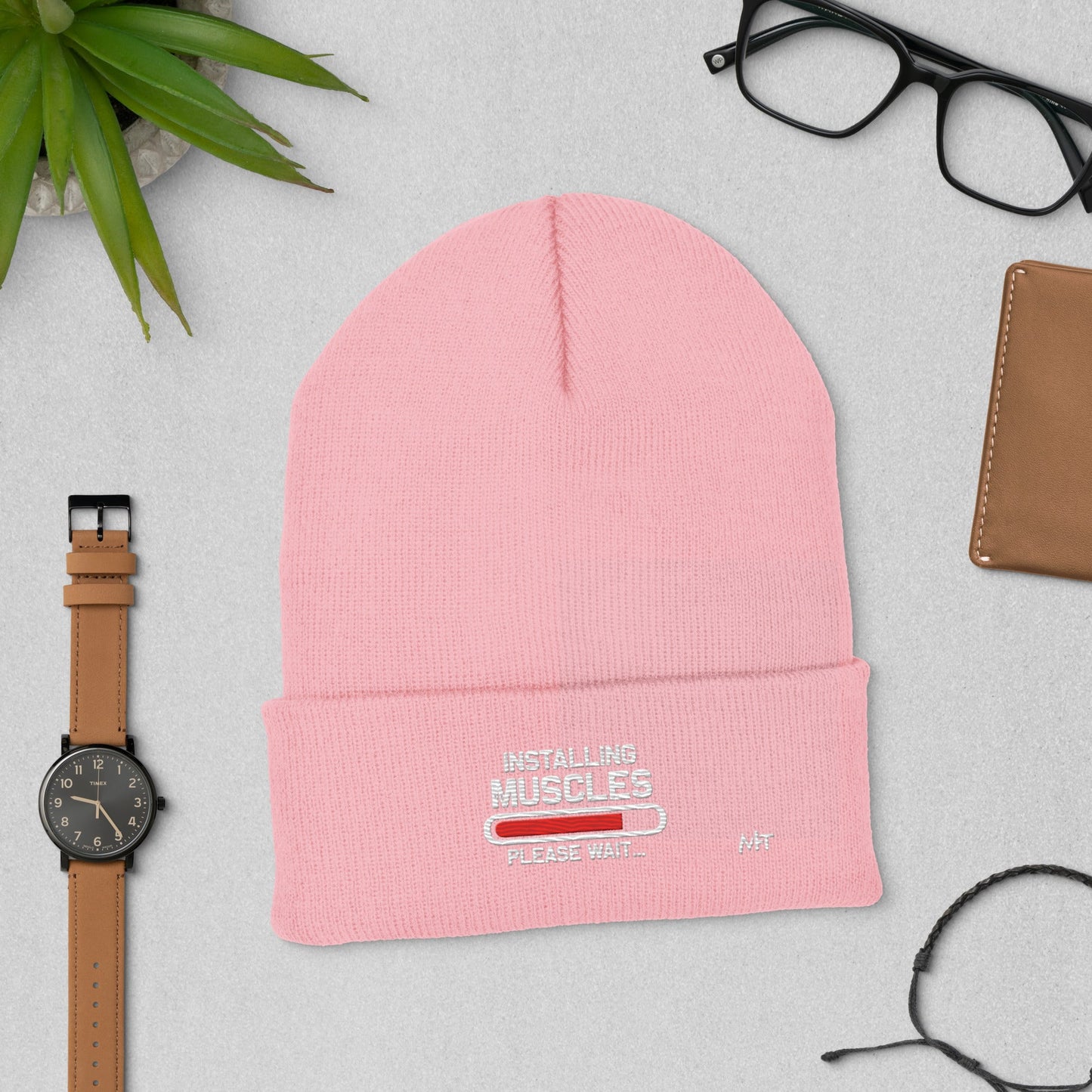 Installing Muscles Please Wait.... - Cuffed Beanie by DarkByteGear