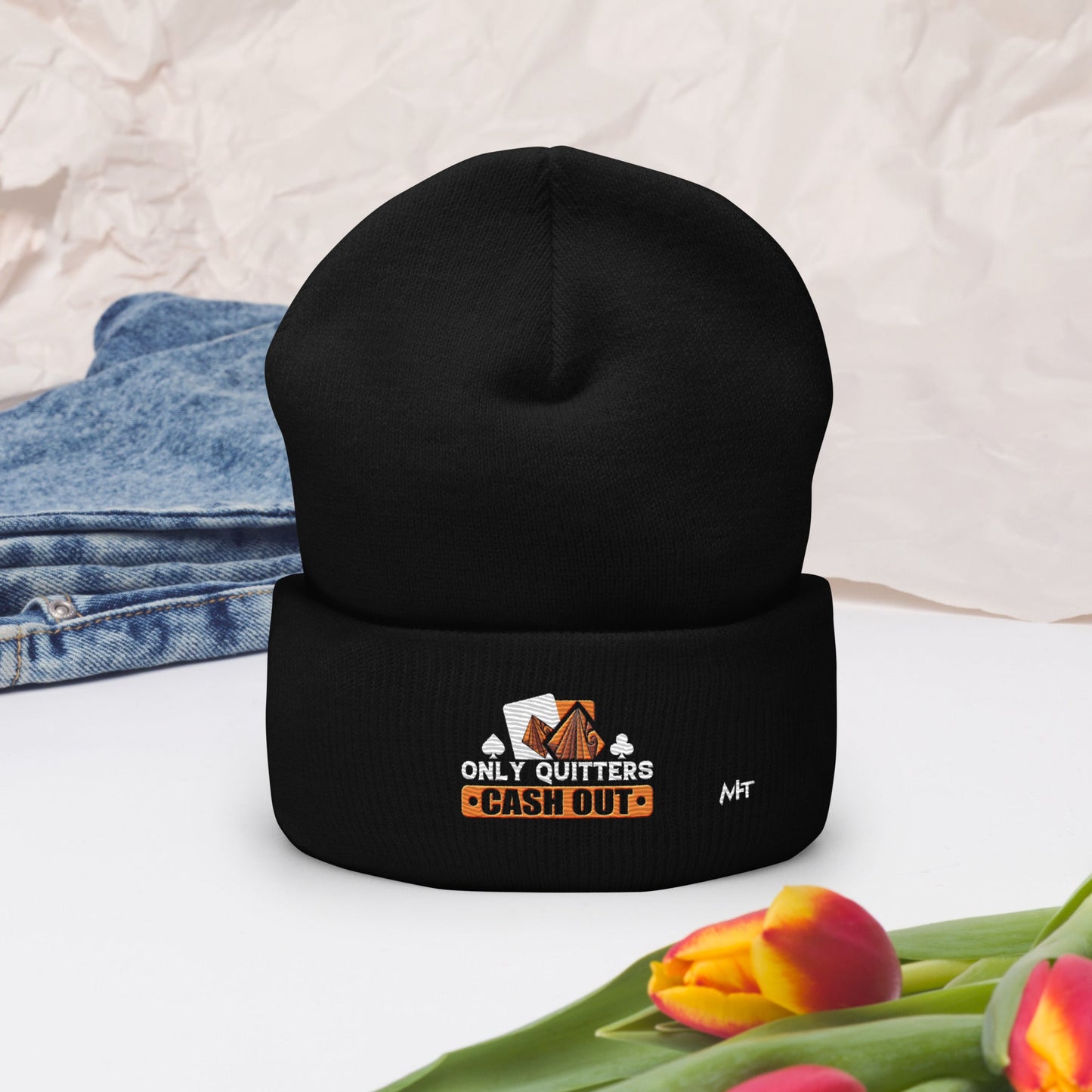 Only Quitters Cash Out - Cuffed Beanie by DarkByteGear