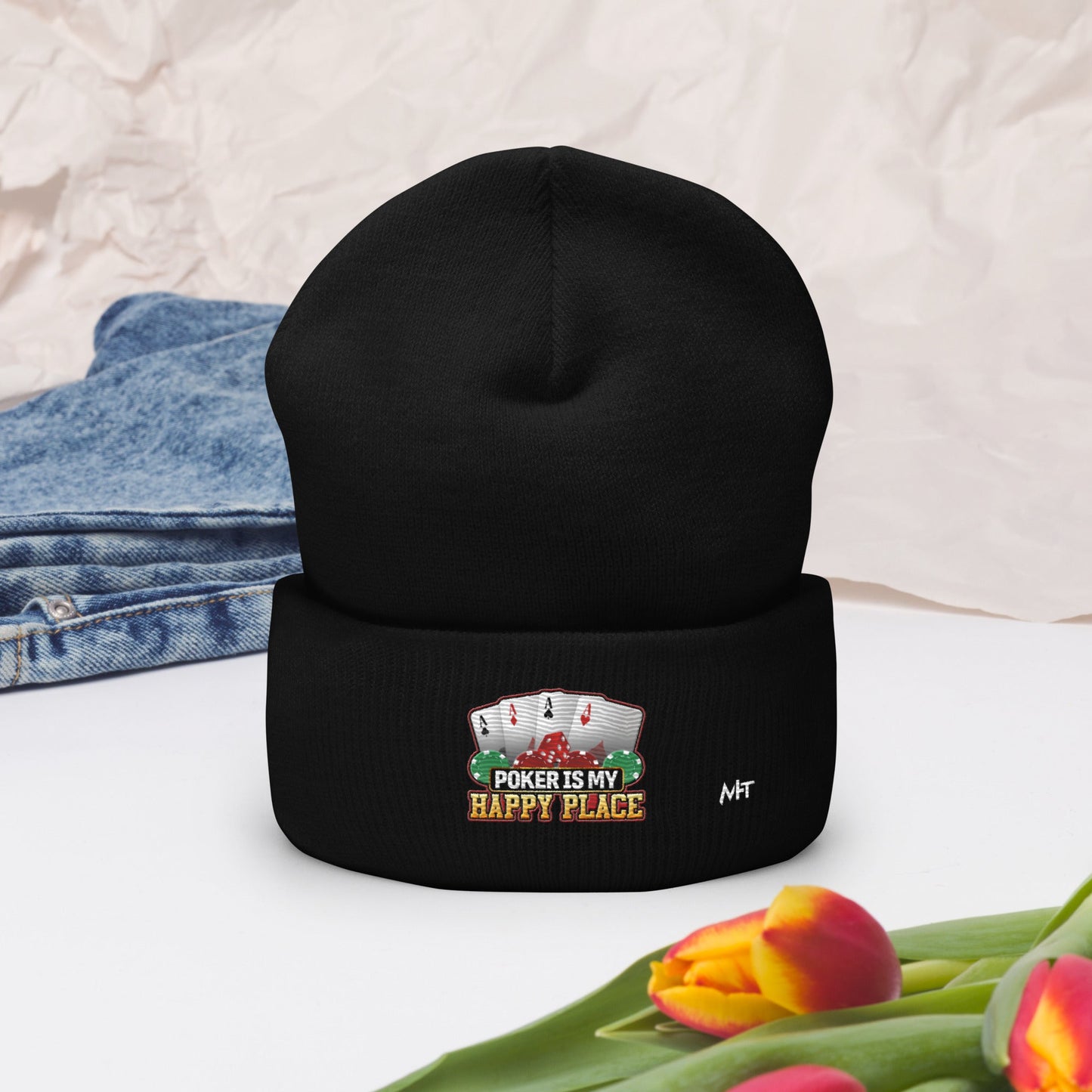 Poker Dad is like a Normal Dad but much Cooler - Cuffed Beanie by DarkByteGear
