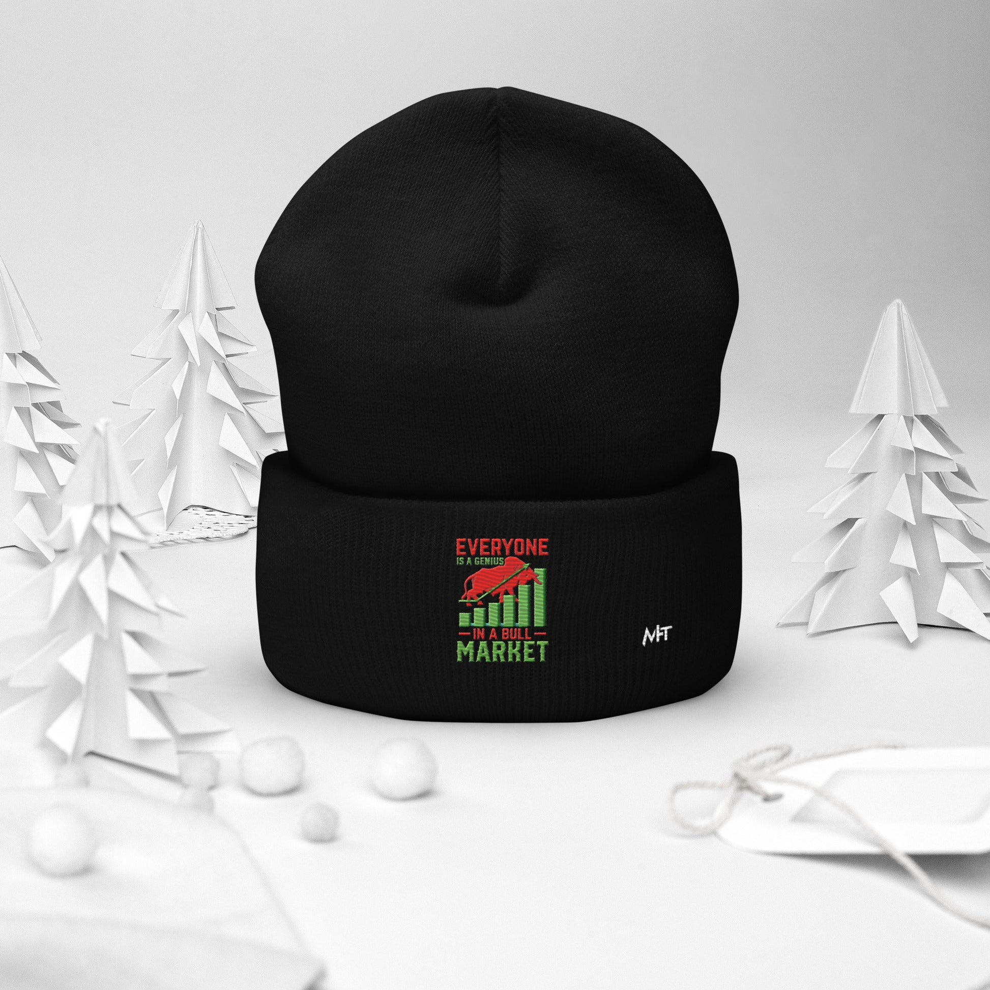 Everyone is a Genius in a Bull Market V1 - Cuffed Beanie by DarkByteGear