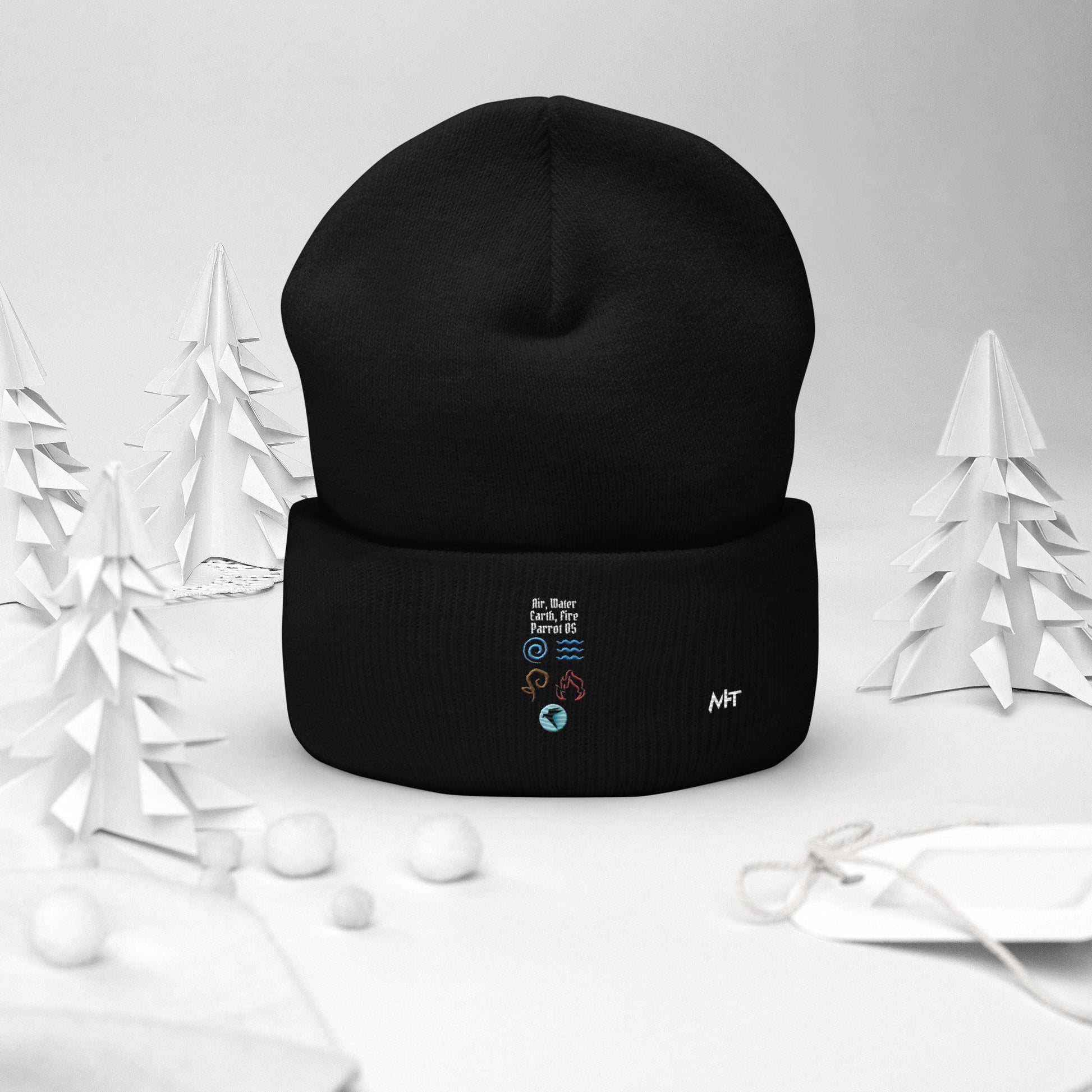 Air, Water, Earth, Fire, Parrot OS - Cuffed Beanie by DarkByteGear