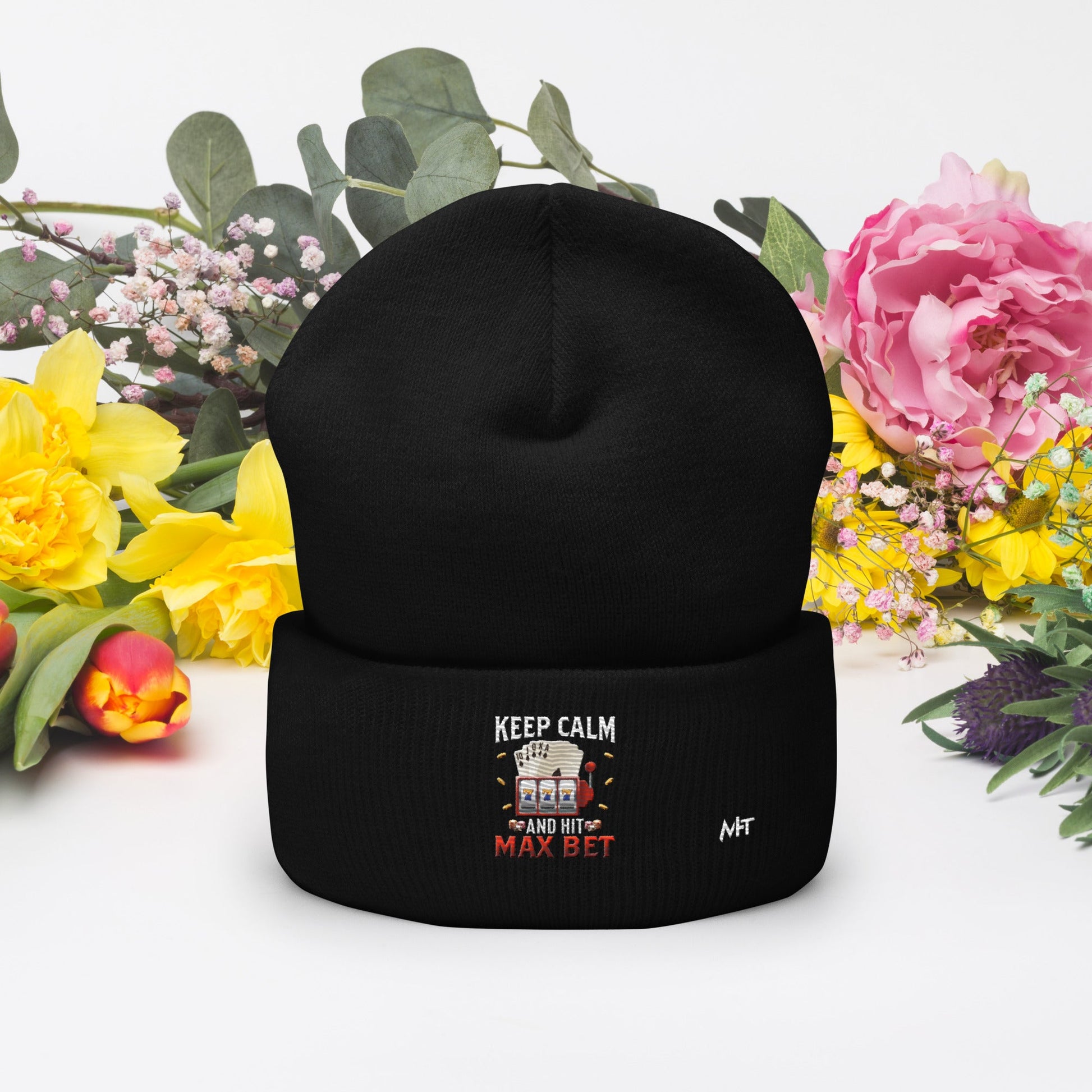 Keep Calm and Hit Max Bet - Cuffed Beanie by DarkByteGear