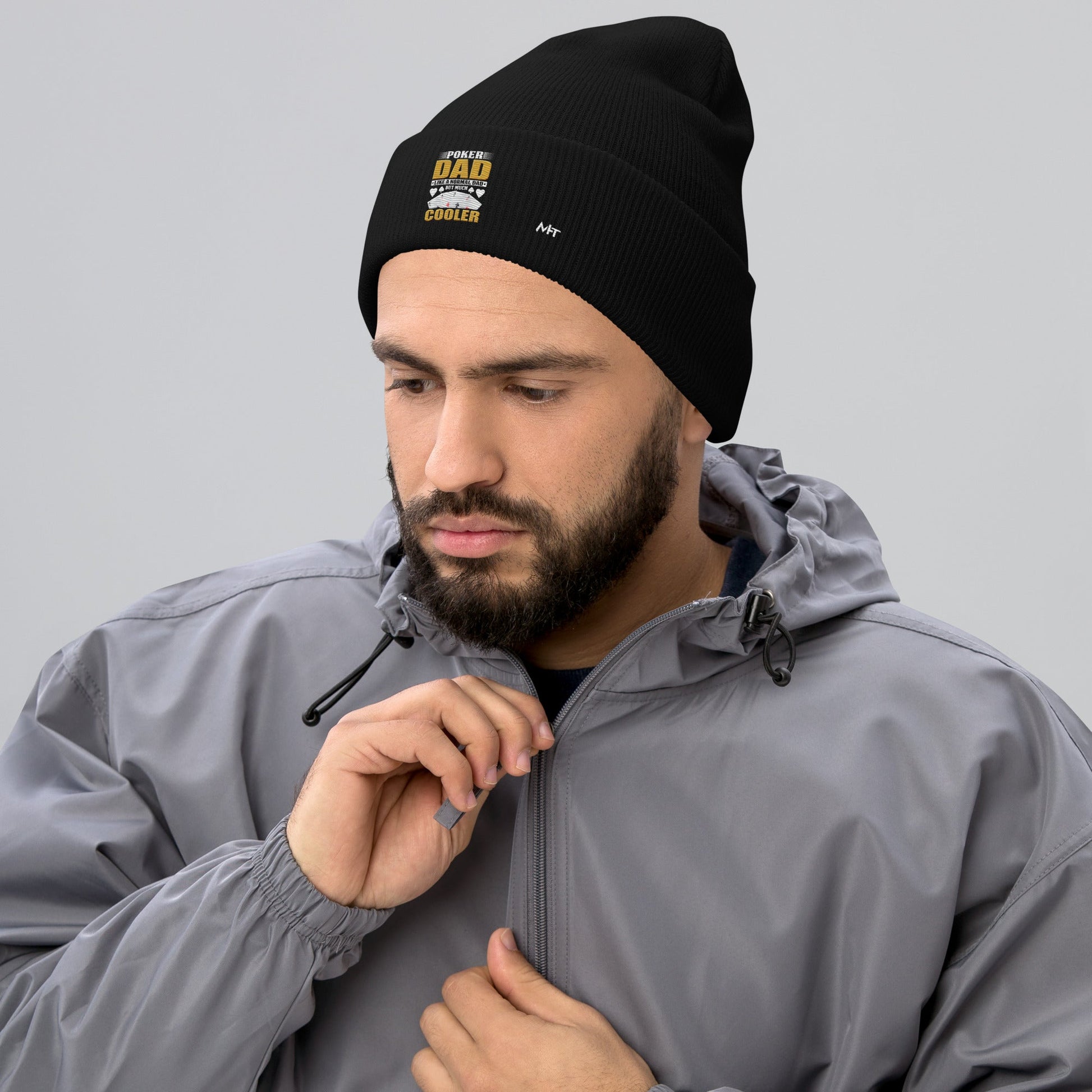 Poker Dad is like a Normal Dad but much Cooler - Cuffed Beanie by DarkByteGear
