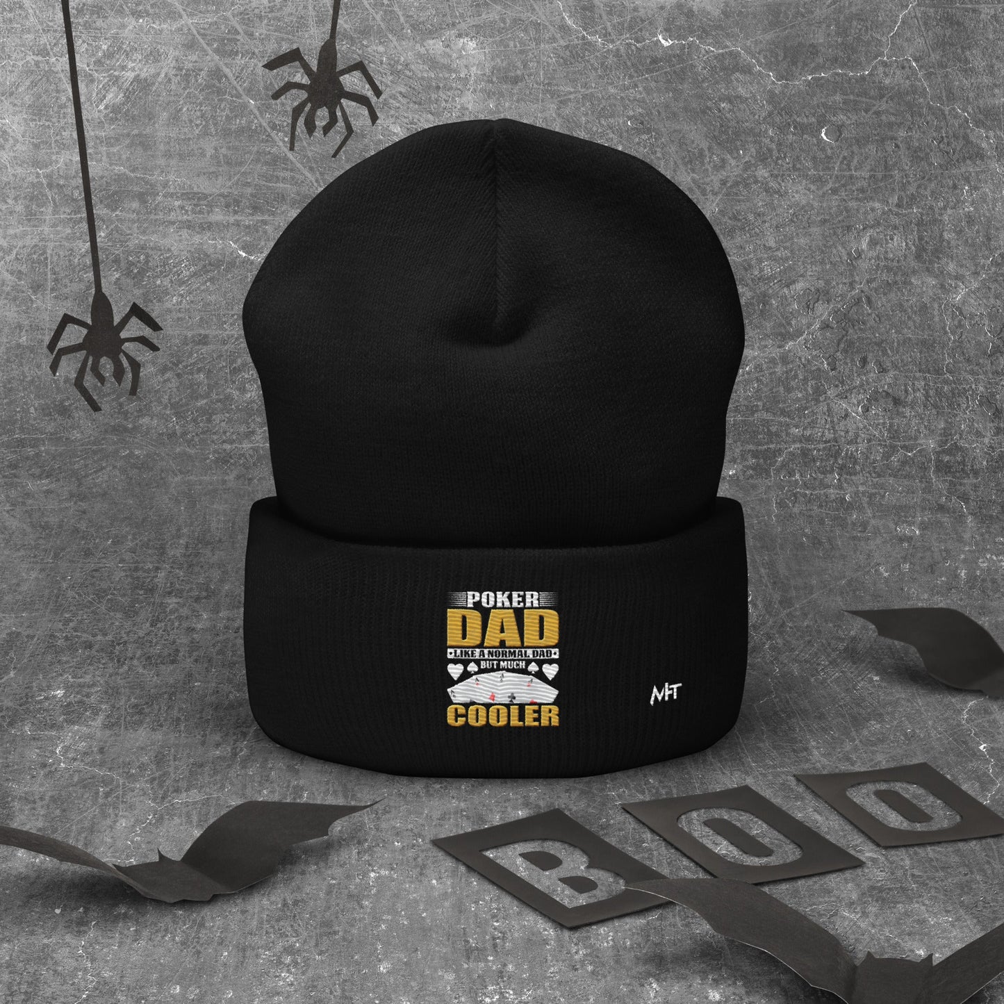 Poker Dad is like a Normal Dad but much Cooler - Cuffed Beanie by DarkByteGear