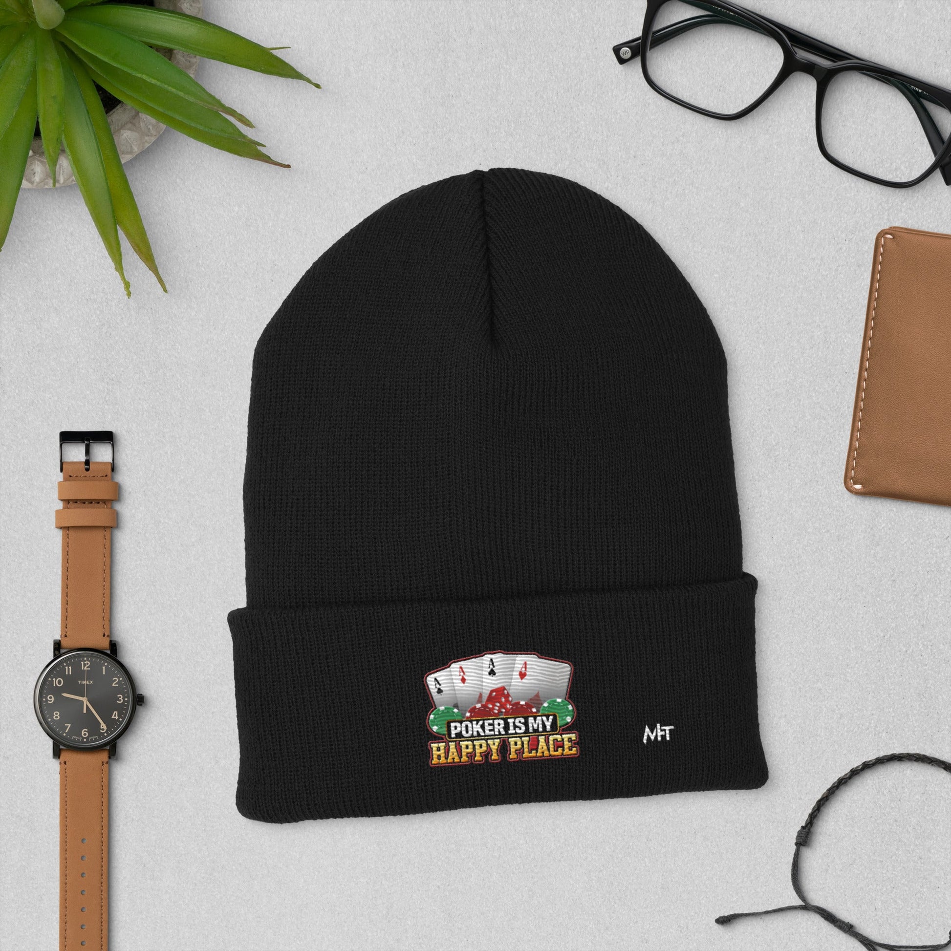 Poker Dad is like a Normal Dad but much Cooler - Cuffed Beanie by DarkByteGear