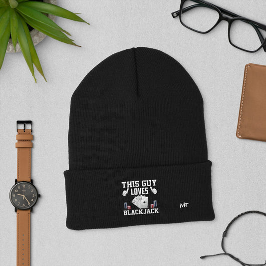 This Guy Loves Black Jack V1 - Cuffed Beanie by DarkByteGear